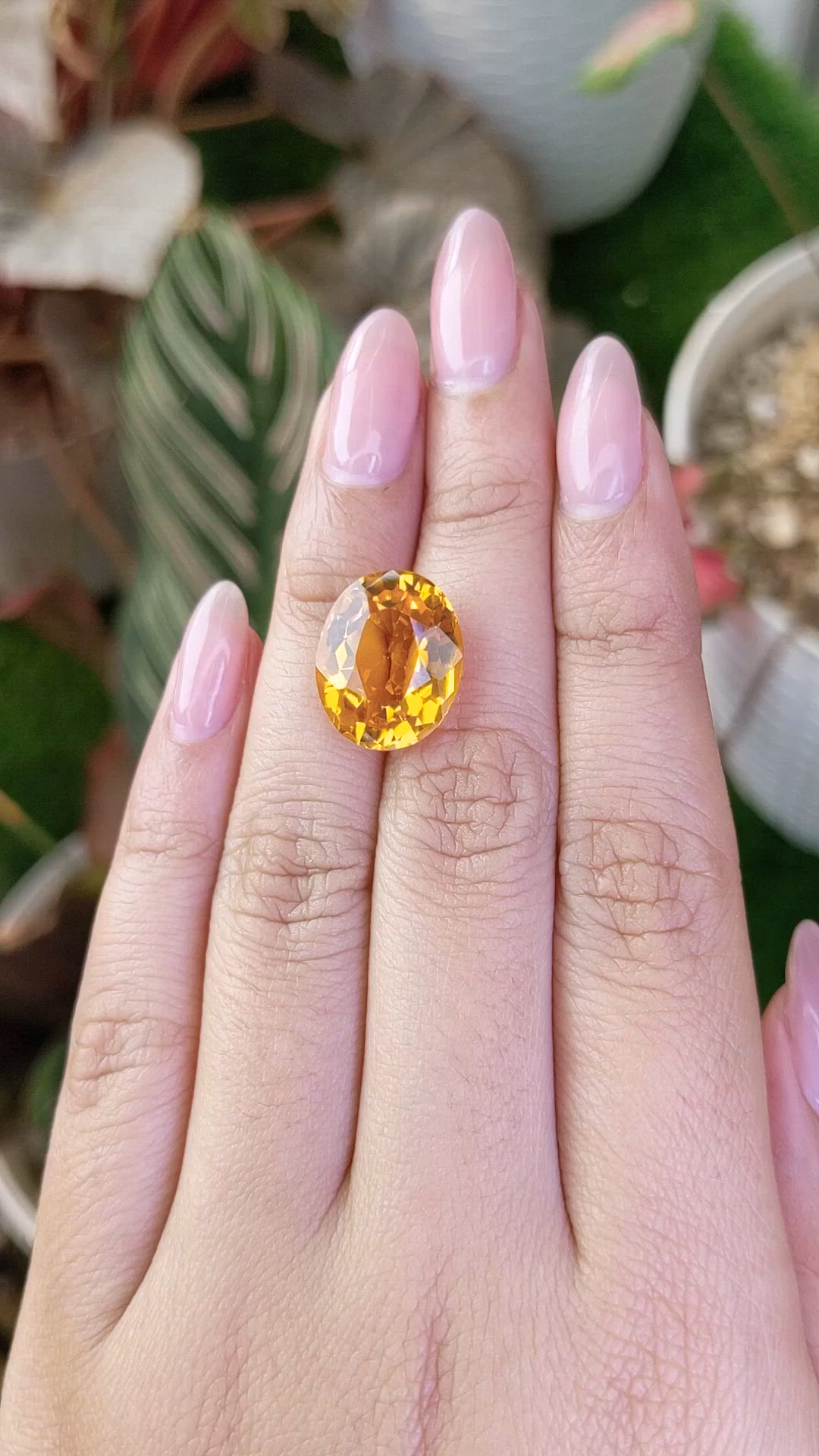 8.99 Ct. Orangish Yellow Citrine from Ceylon (Sri Lanka) Size Video