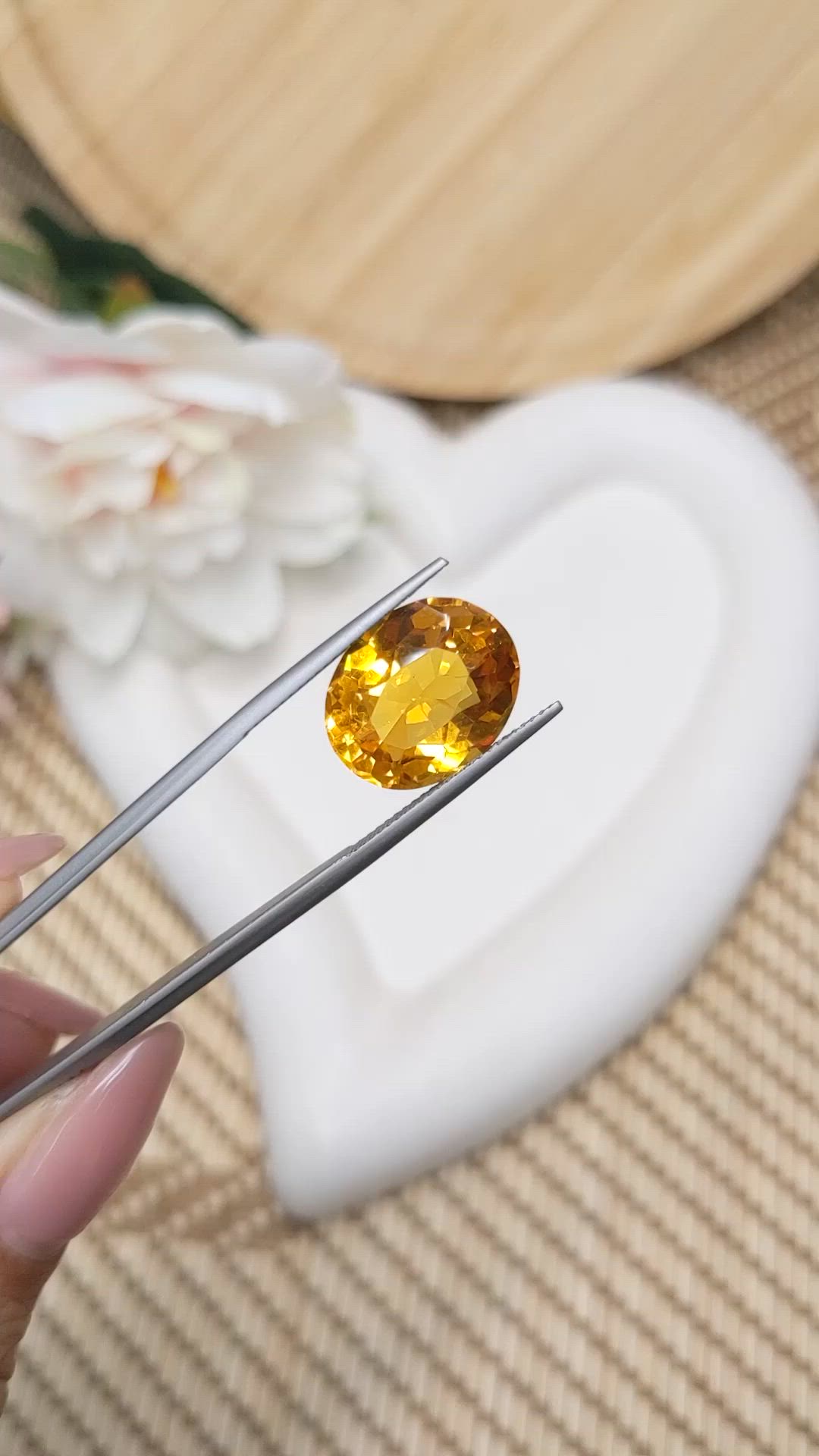 8.99 Ct. Orangish Yellow Citrine from Ceylon (Sri Lanka) Size Video