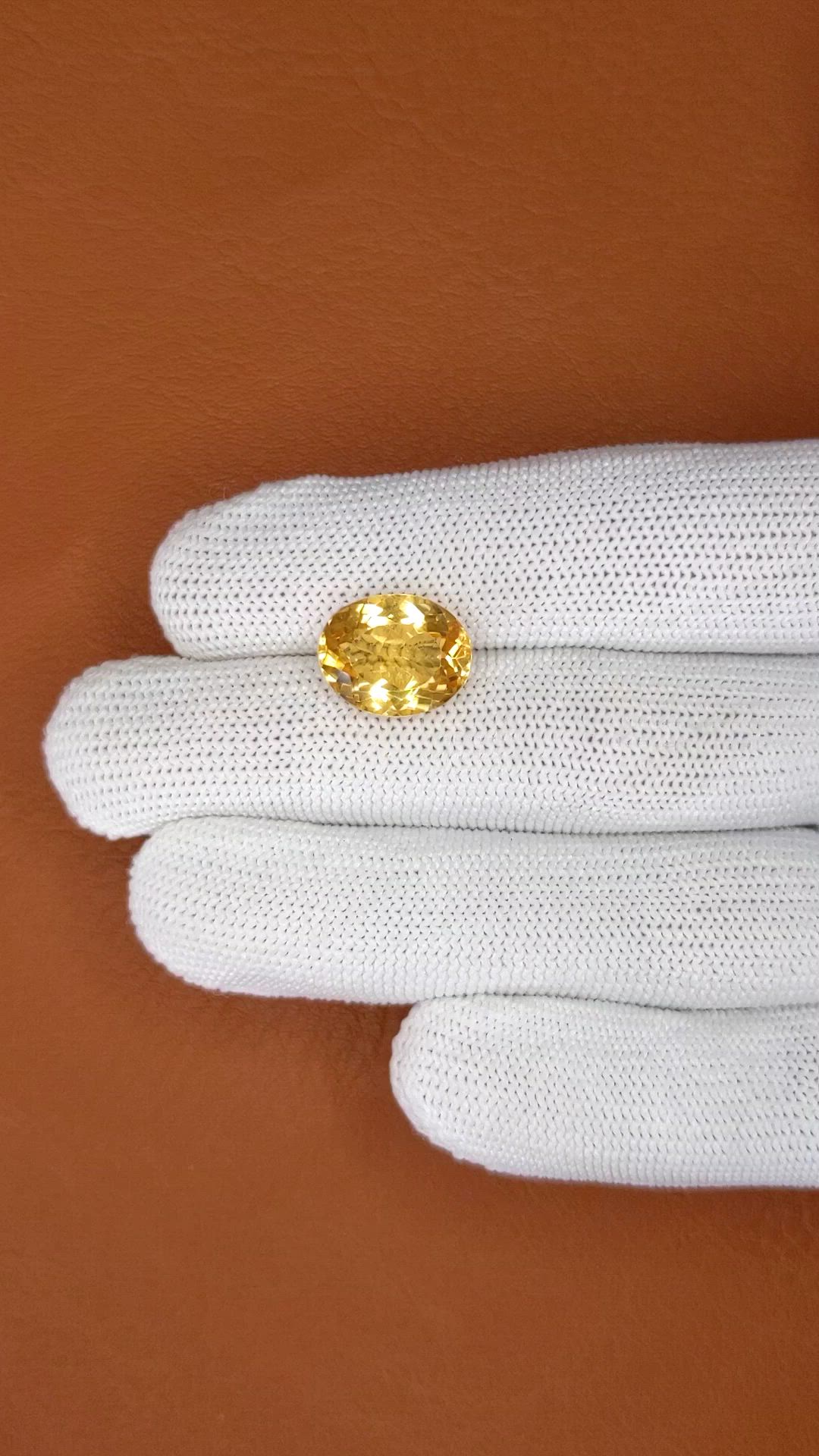 7.19 Ct. Yellow Citrine from Ceylon (Sri Lanka) Size Video