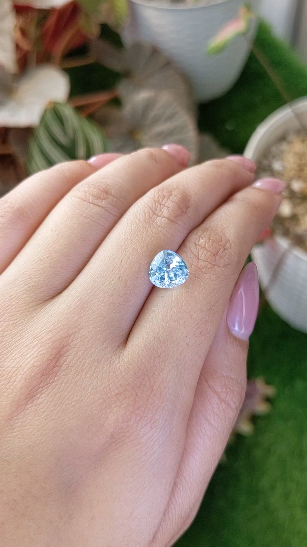 3.41 Ct. Sky Blue Topaz from Ceylon (Sri Lanka) Size Video