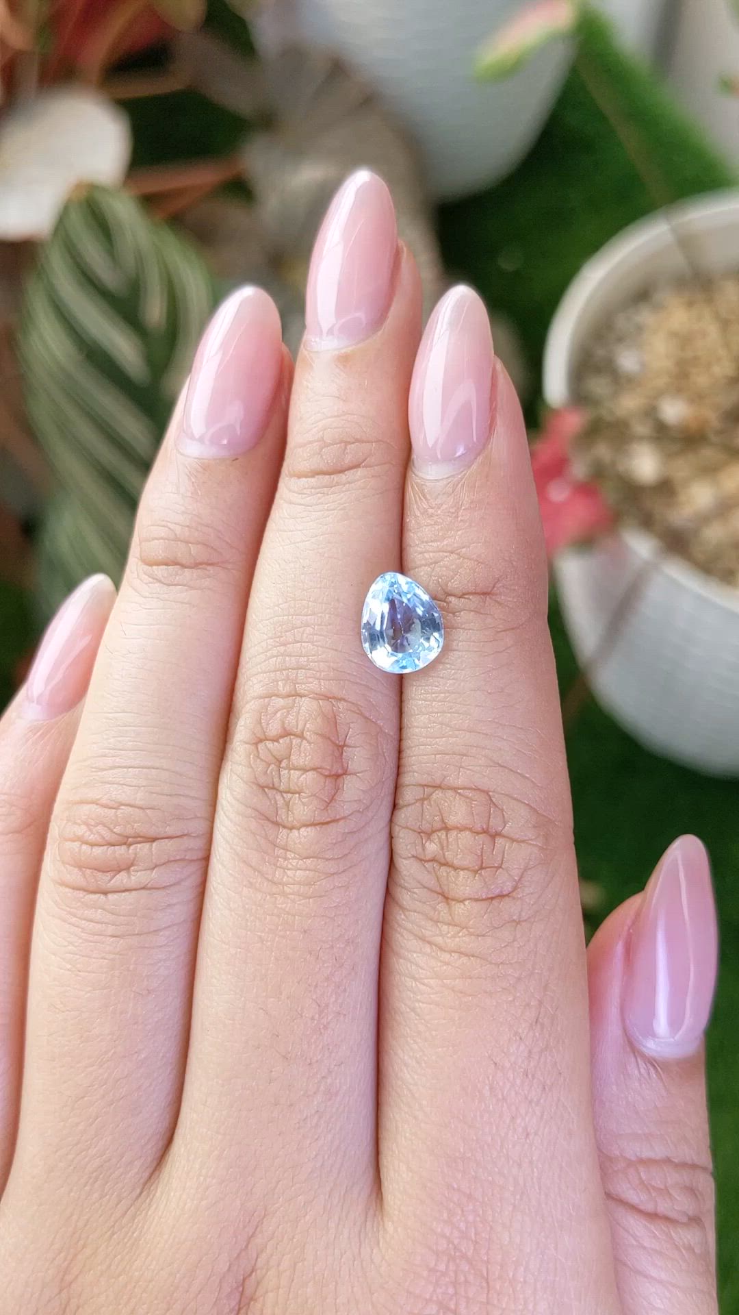 2.41 Ct. Sky Blue Topaz from Ceylon (Sri Lanka) Size Video
