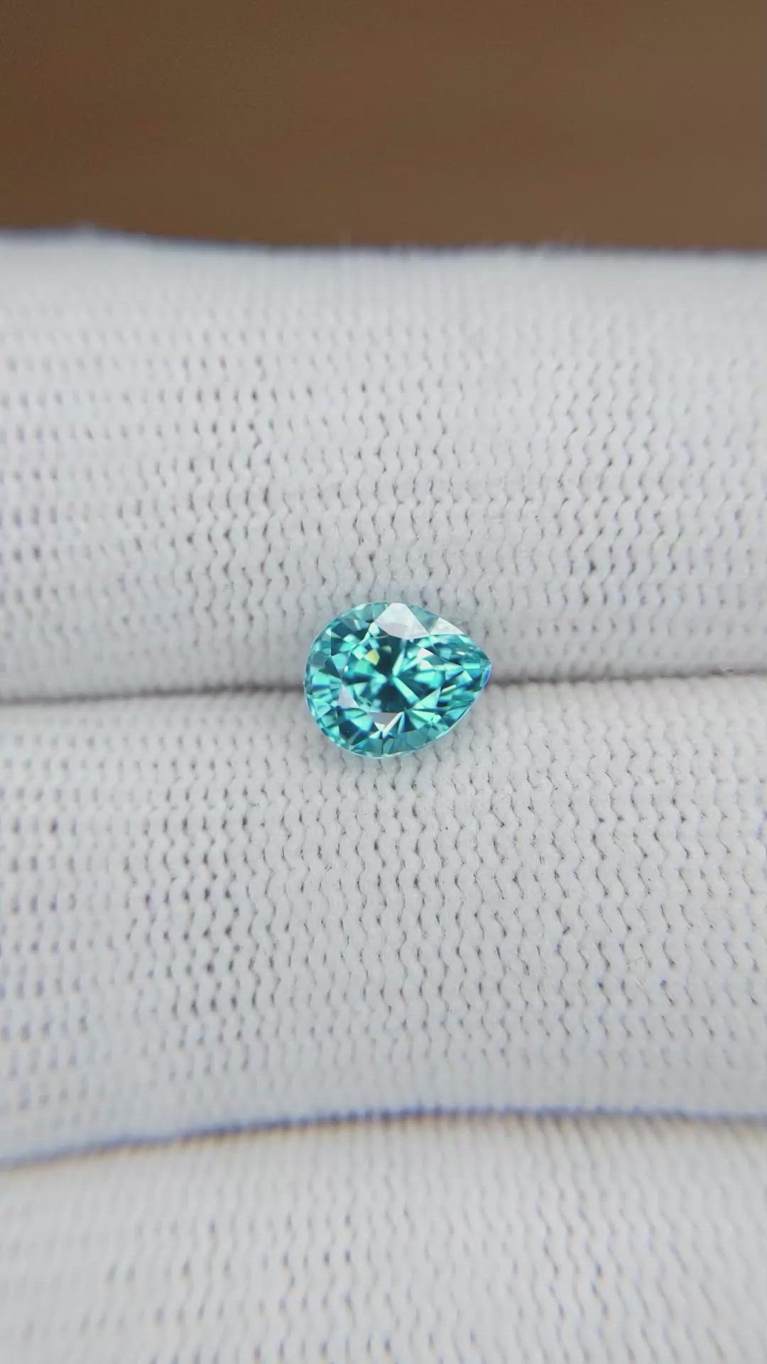 1.87 Ct. Greenish Blue Zircon from Cambodia Size Video