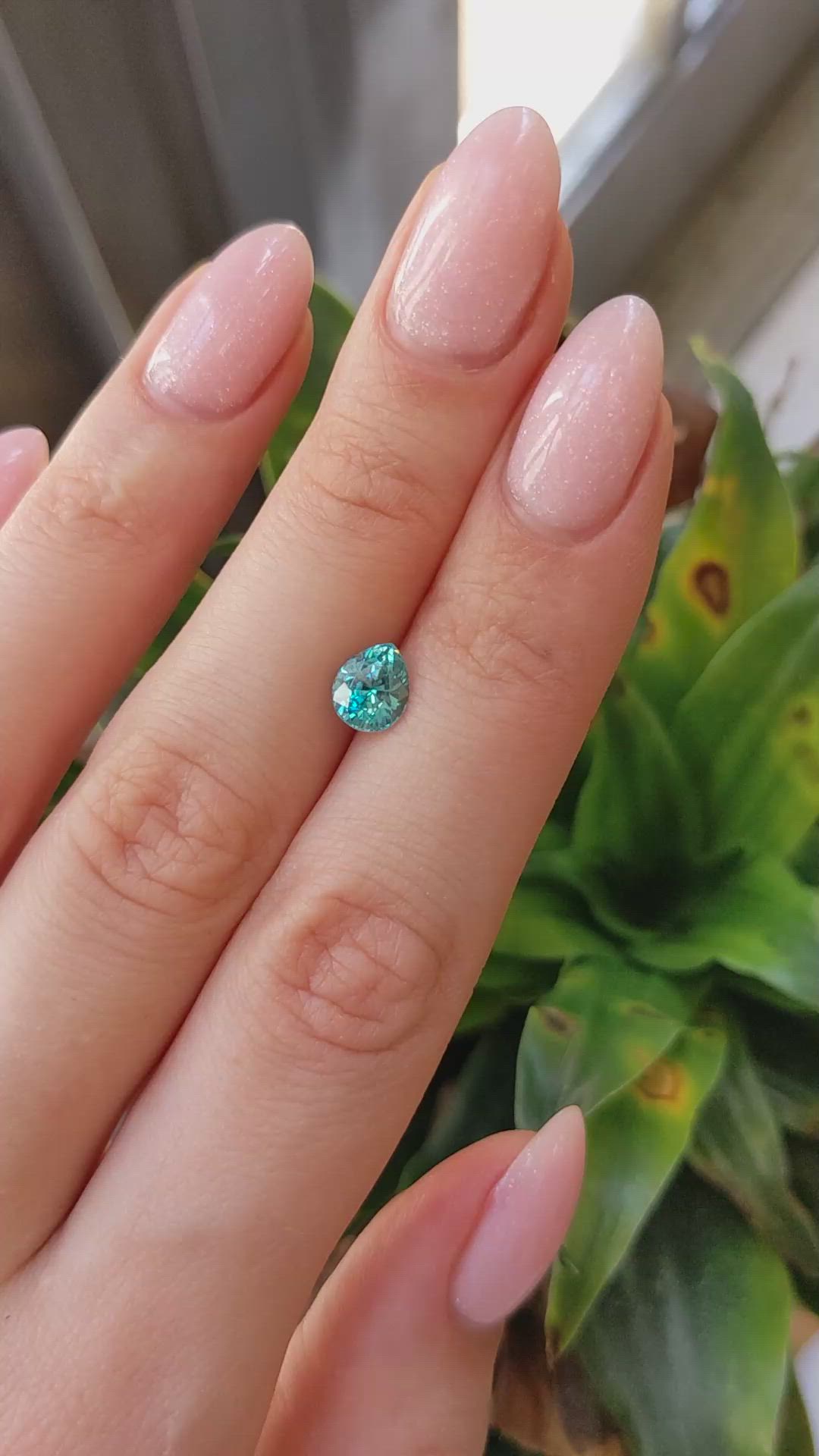 1.87 Ct. Greenish Blue Zircon from Cambodia Size Video