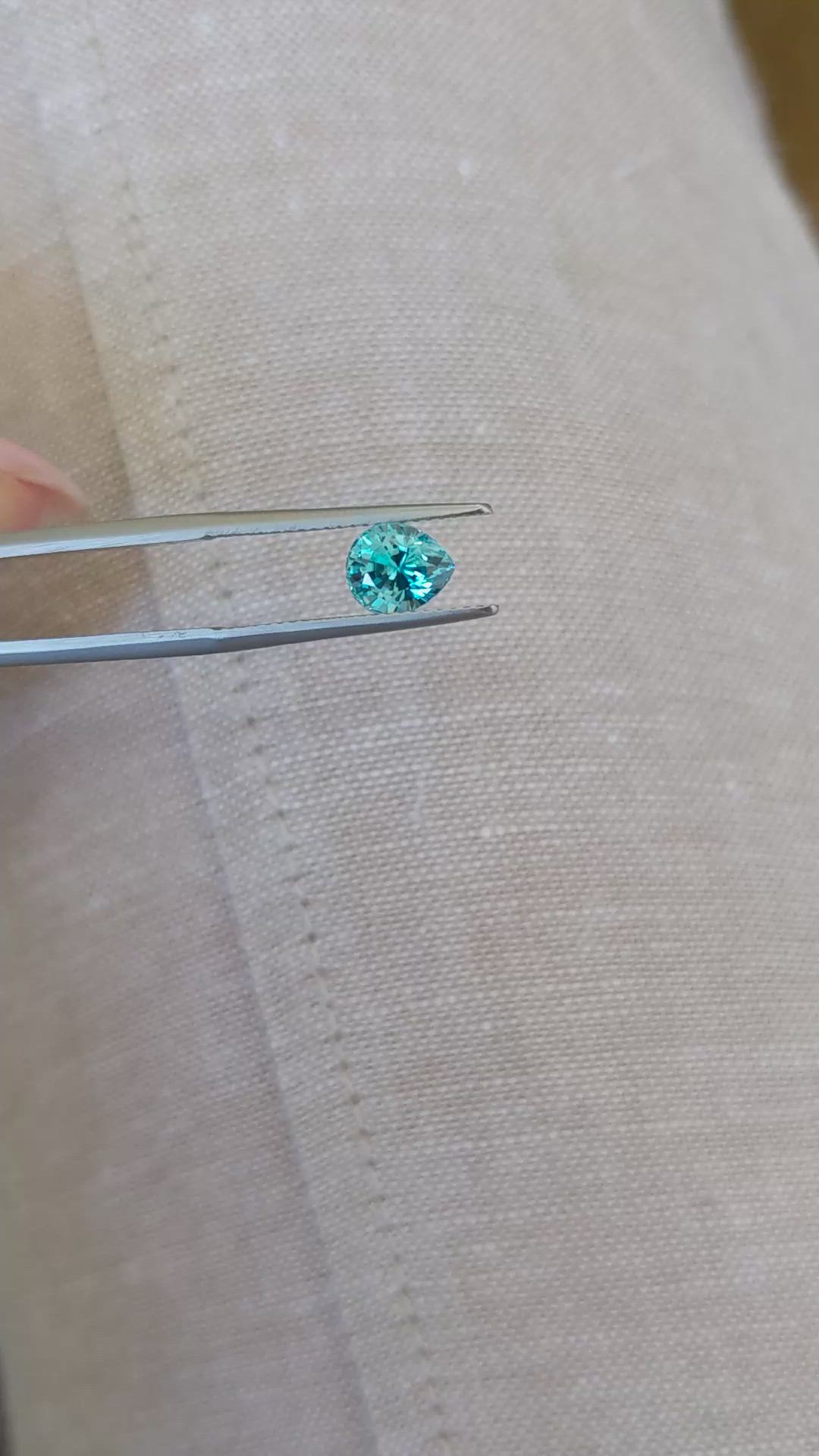 1.87 Ct. Greenish Blue Zircon from Cambodia Size Video