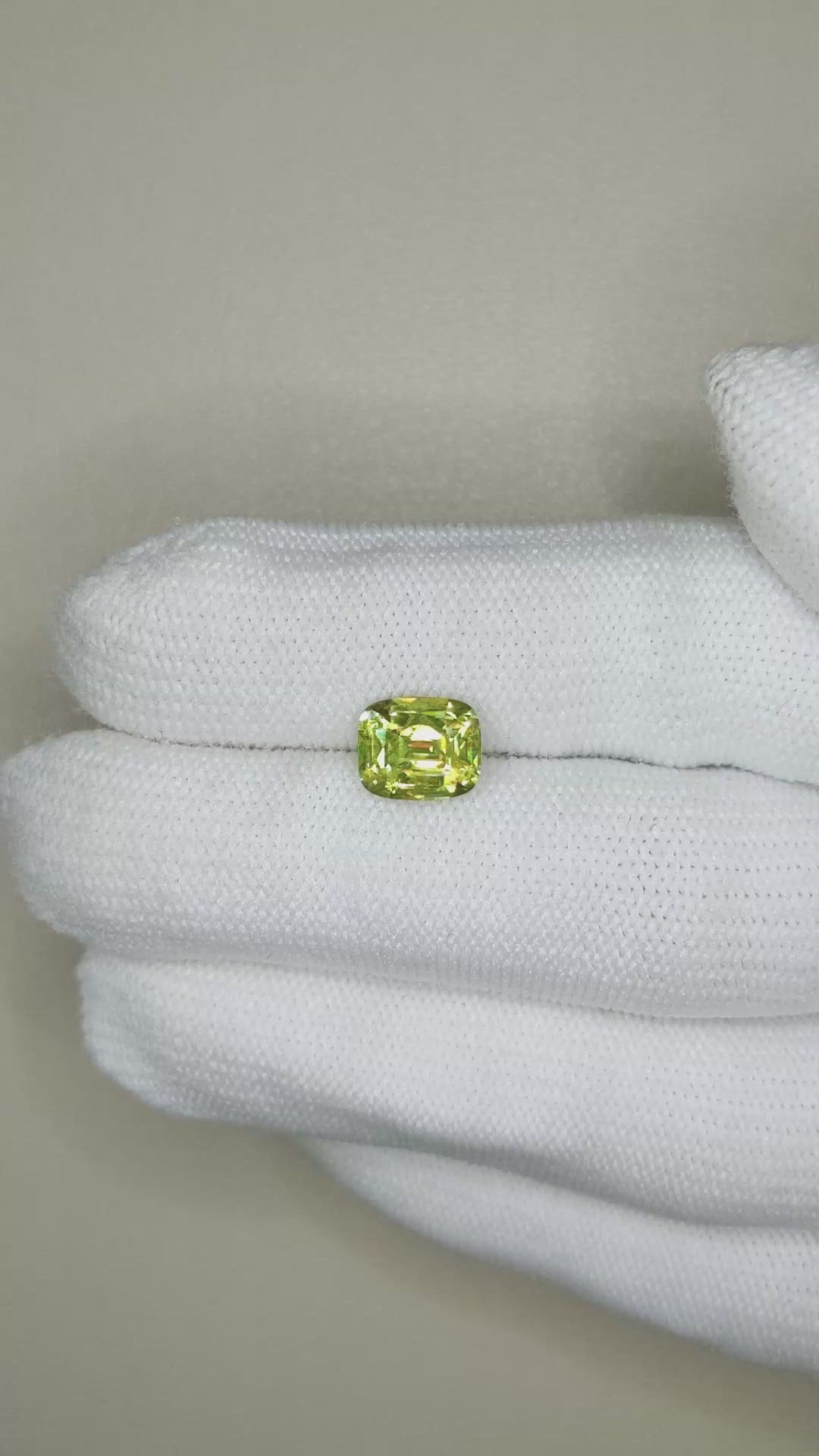 2.34 Ct. Yellowish Green Sphene (Titanite) from Madagascar Size Video