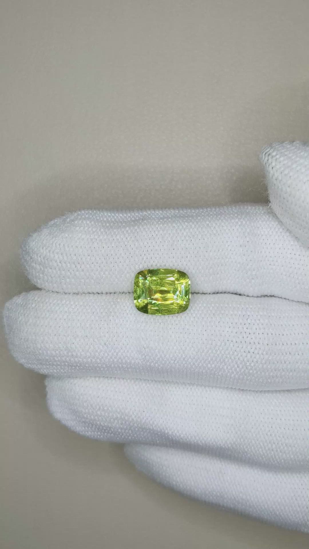 3.80 Ct. Yellowish Green Sphene (Titanite) from Madagascar Size Video