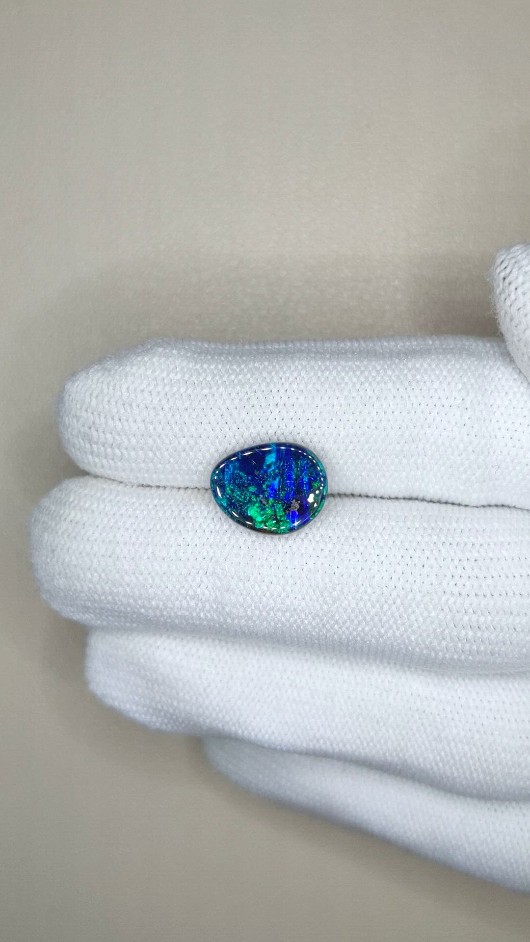 3.82 Ct. Multi Color Black Opal (Dark Opal) from Australia Size Video