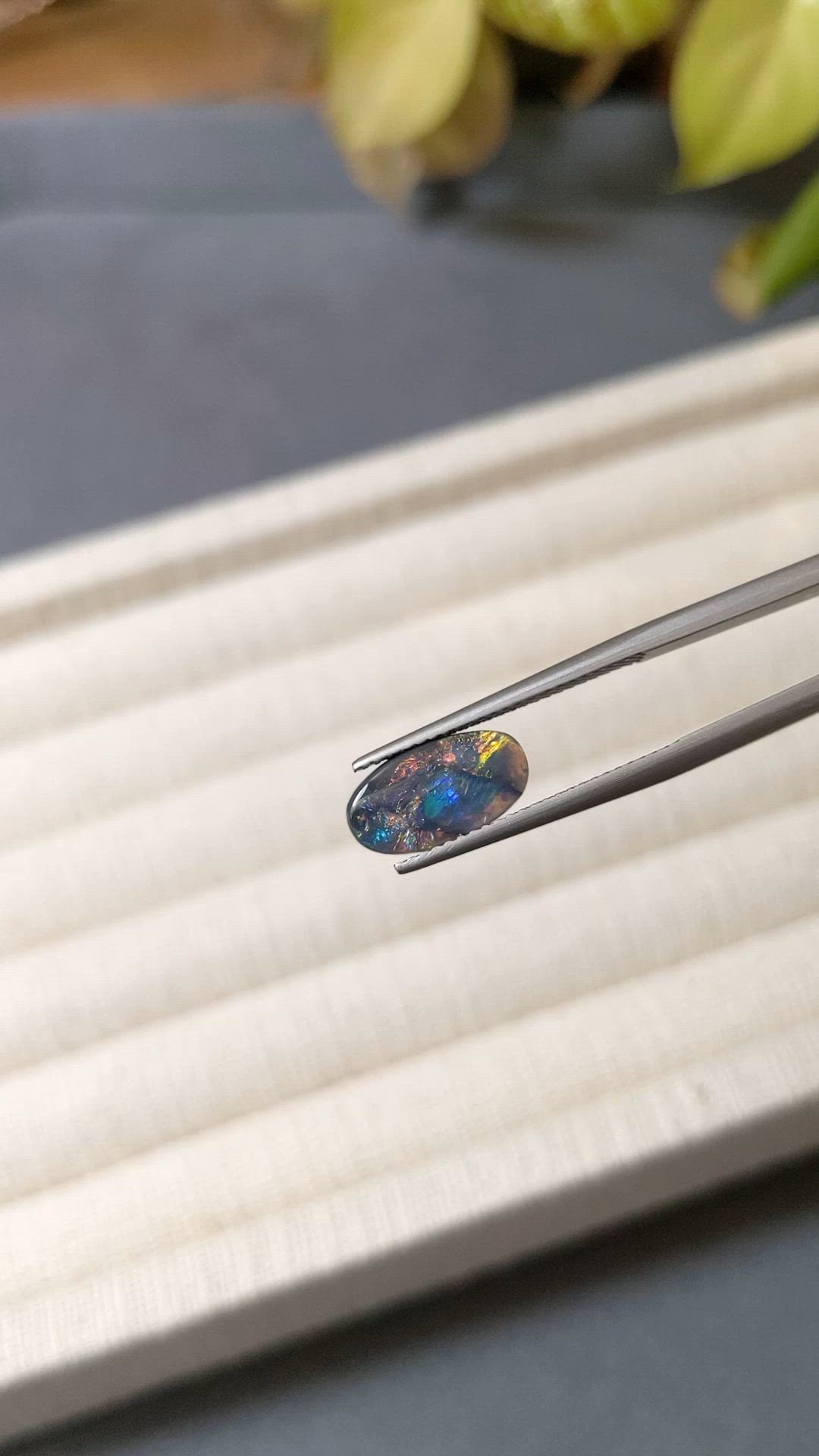 1.24 Ct. Multi Color Cabochon Black Opal (Dark Opal) from Australia Size Video