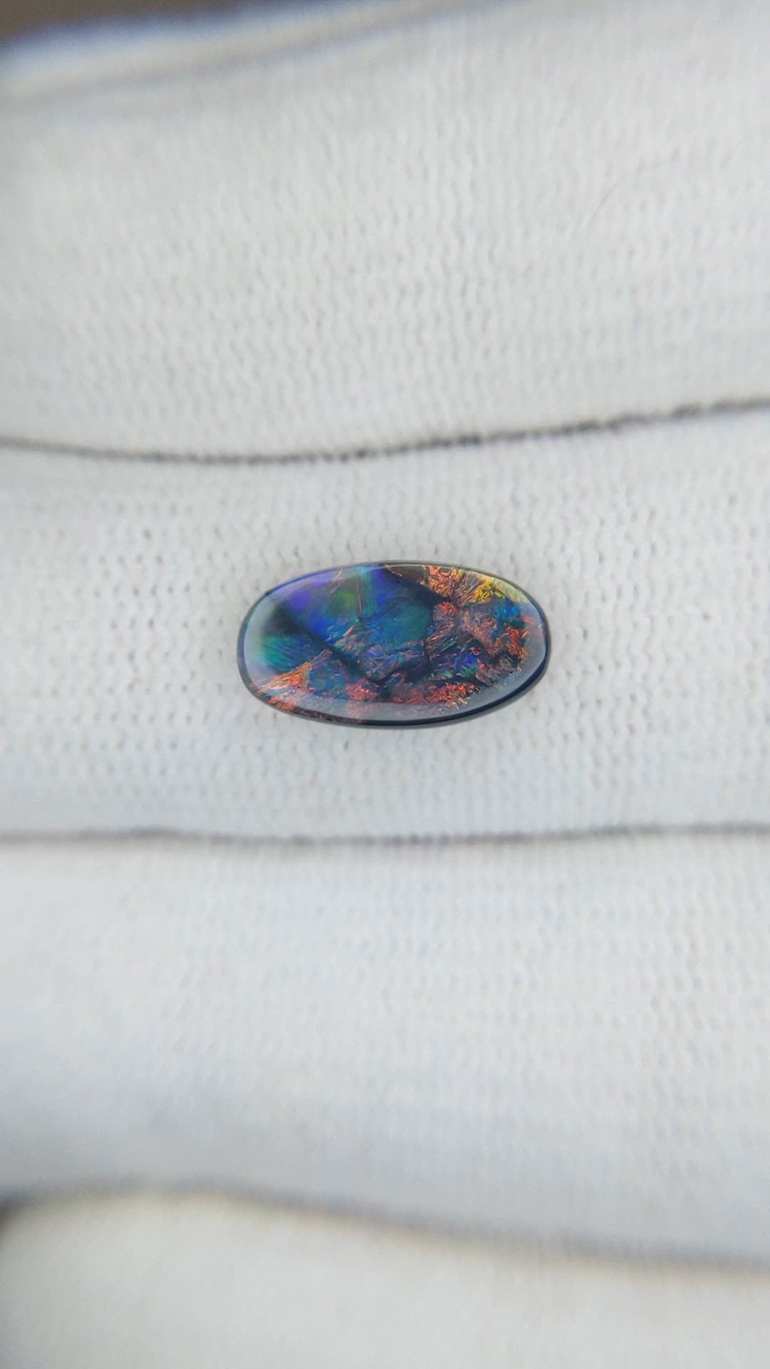 1.24 Ct. Multi Color Cabochon Black Opal (Dark Opal) from Australia Size Video