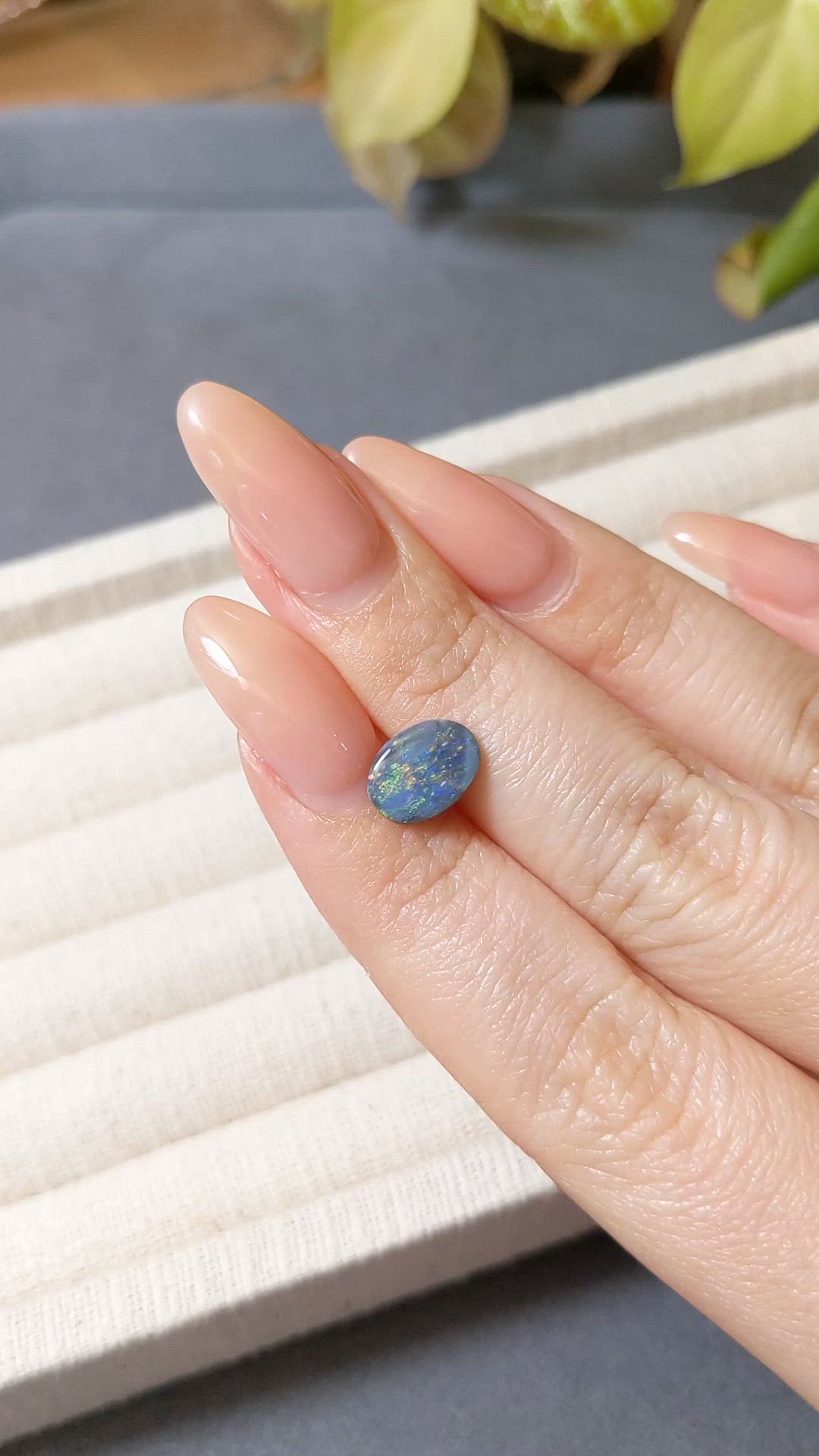 1.09 Ct. Multi Color Cabochon Black Opal (Dark Opal) from Australia Size Video
