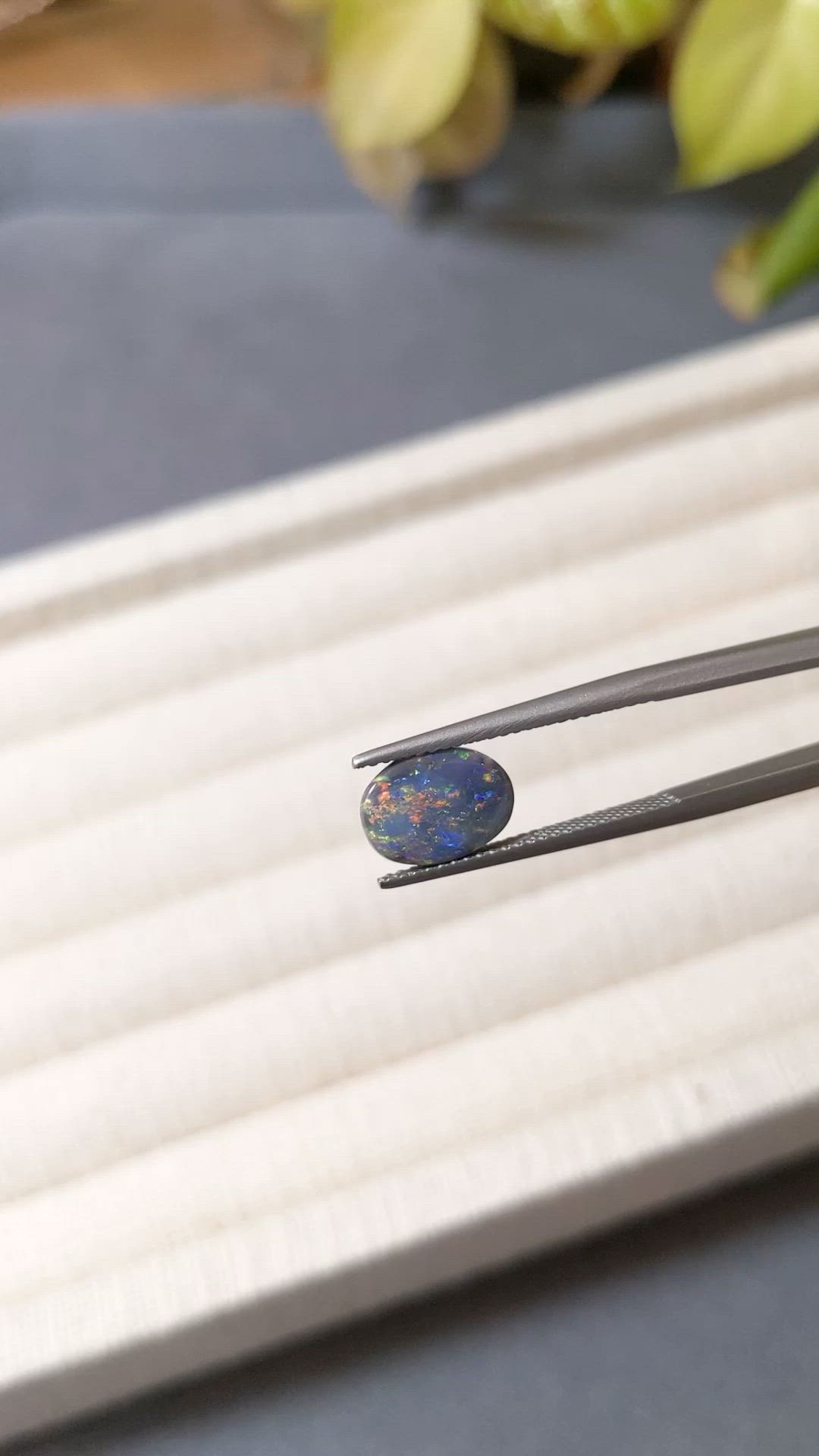 1.09 Ct. Multi Color Cabochon Black Opal (Dark Opal) from Australia Size Video