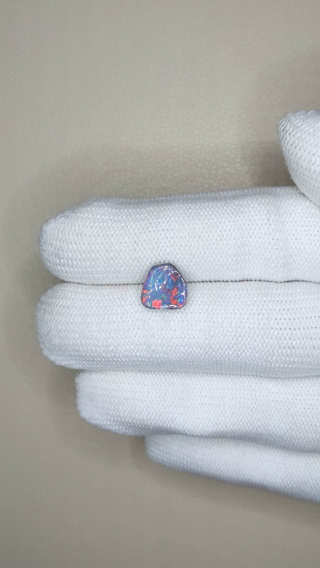 1.63 Ct. Multi Color Cabochon Black Opal (Dark Opal) from Australia Size Video
