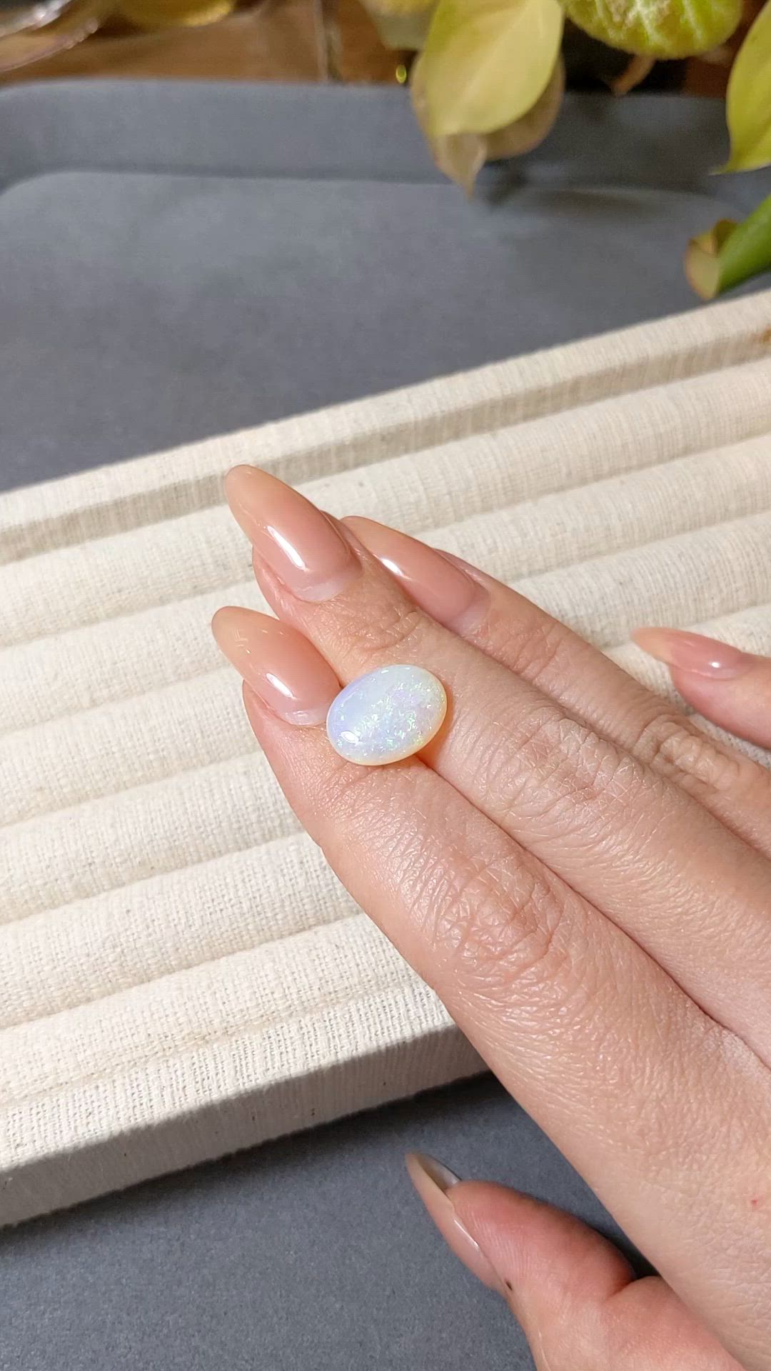 4.36 Ct. White Cabochon White Opal (Light Opal) from Australia Size Video