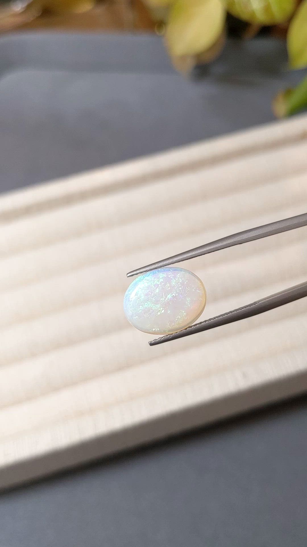 4.36 Ct. White Cabochon White Opal (Light Opal) from Australia Size Video