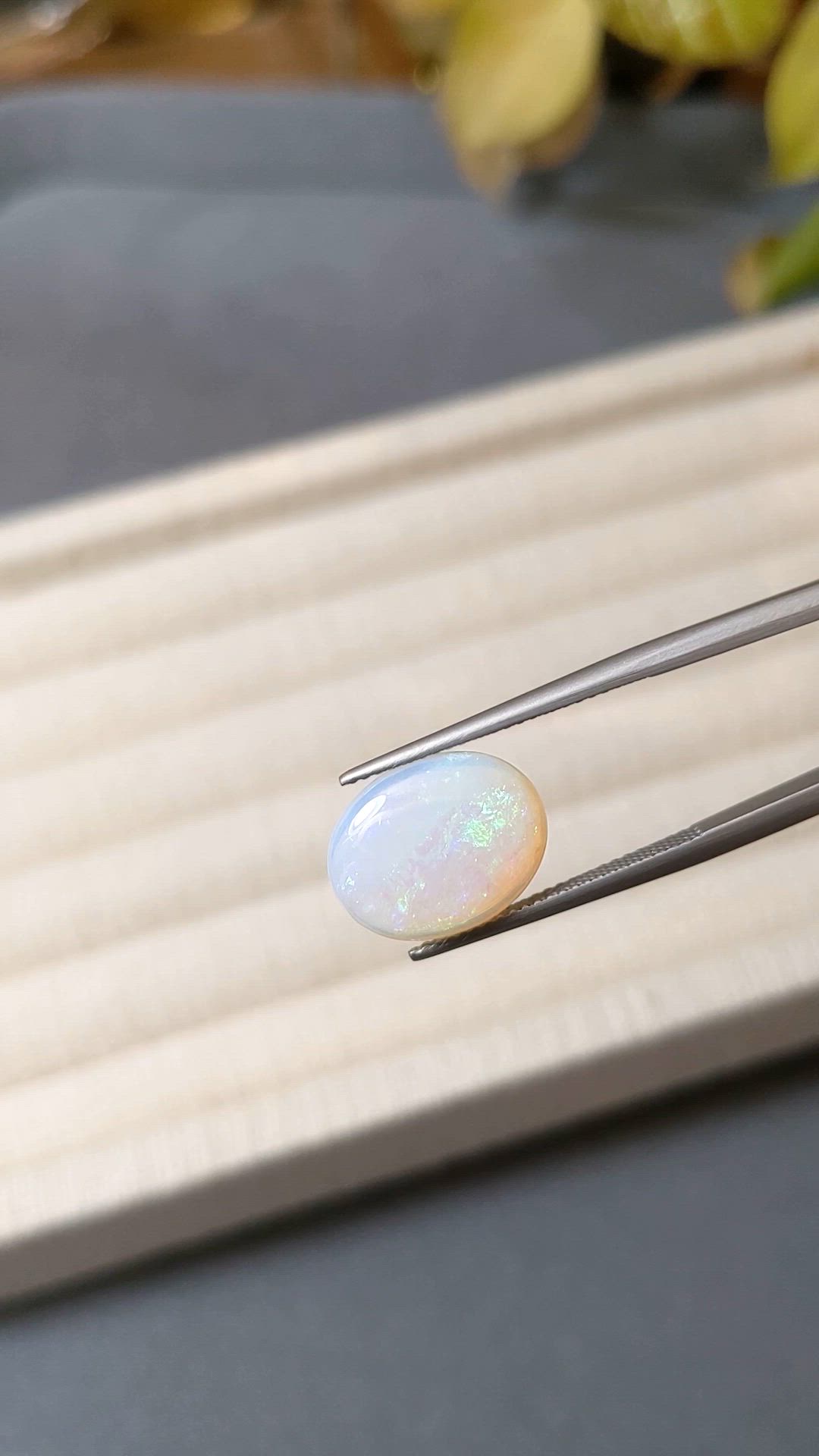 4.36 Ct. White Cabochon White Opal (Light Opal) from Australia Size Video