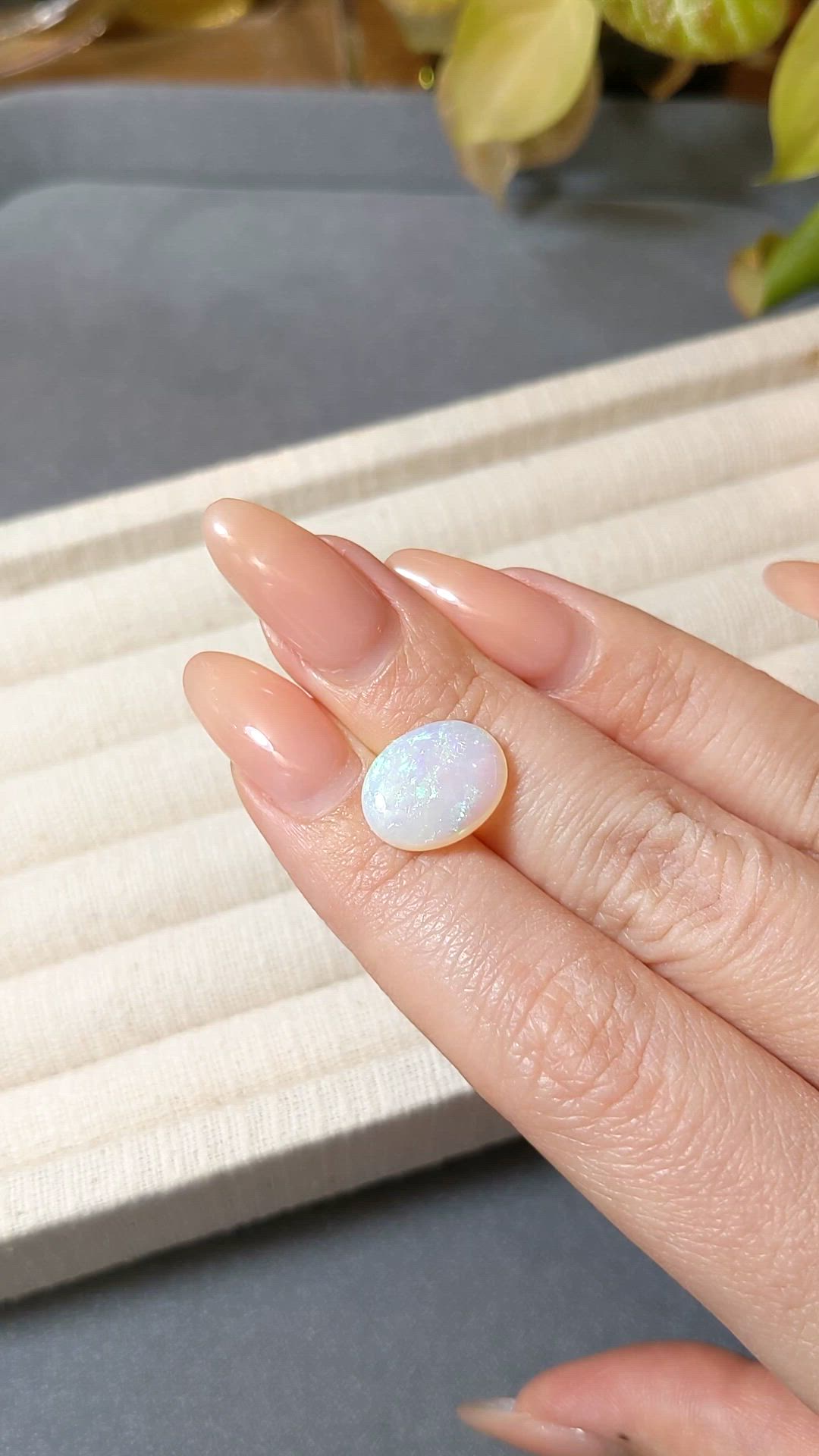 4.36 Ct. White Cabochon White Opal (Light Opal) from Australia Size Video