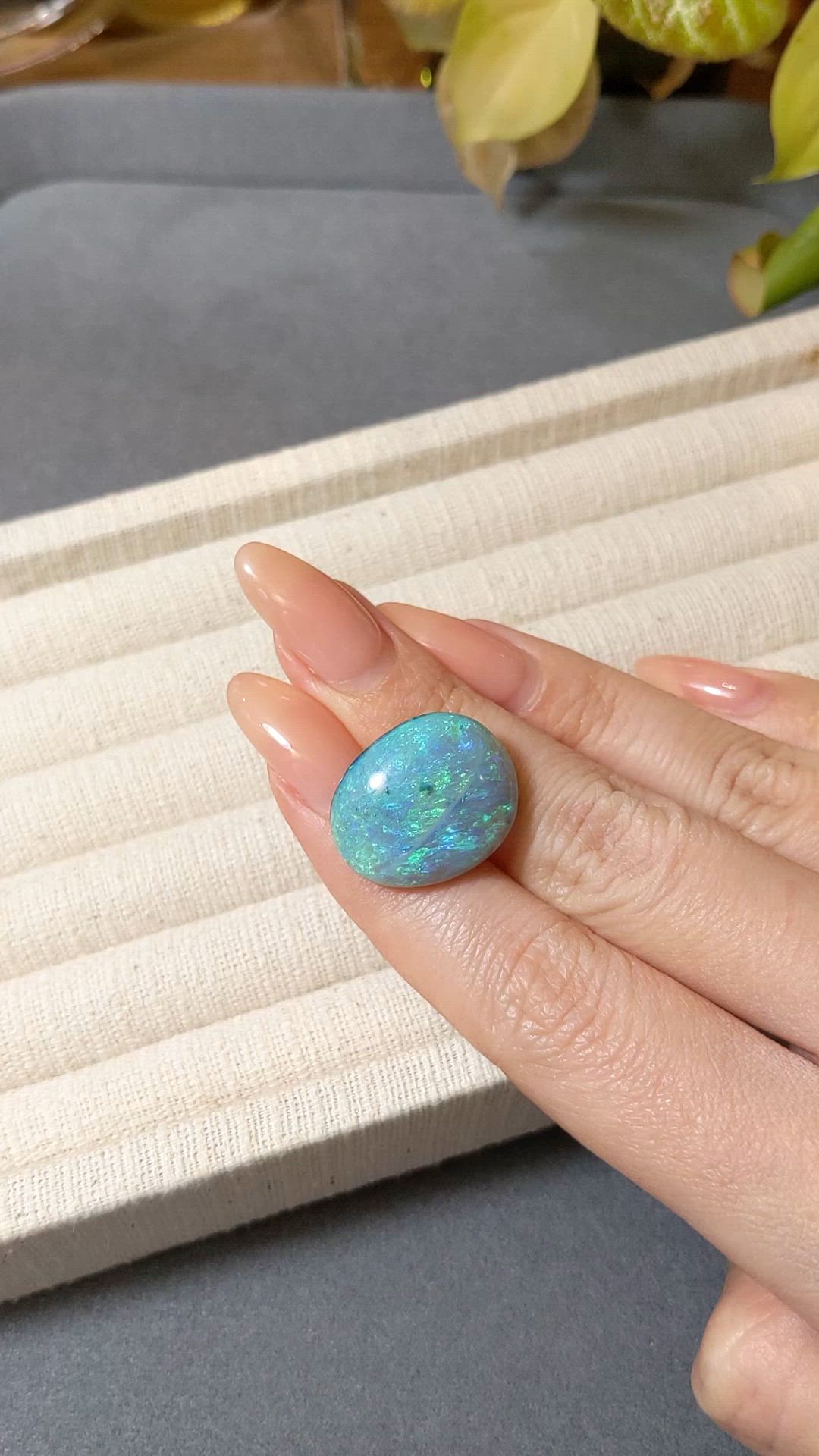 19.05 Ct. Multi Color Cabochon Black Opal (Dark Opal) from Australia Size Video