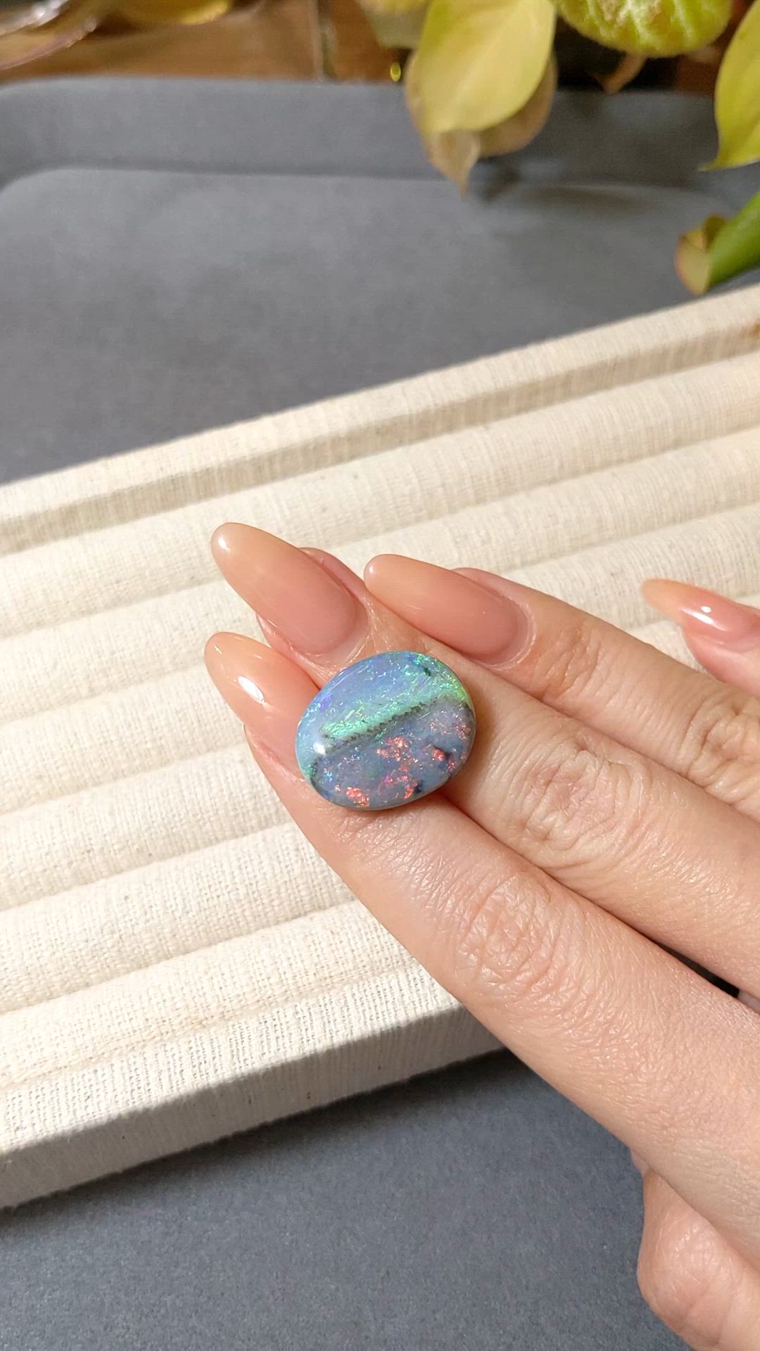 19.05 Ct. Multi Color Cabochon Black Opal (Dark Opal) from Australia Size Video