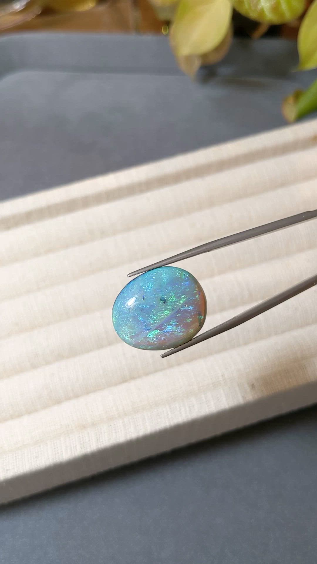 19.05 Ct. Multi Color Cabochon Black Opal (Dark Opal) from Australia Size Video