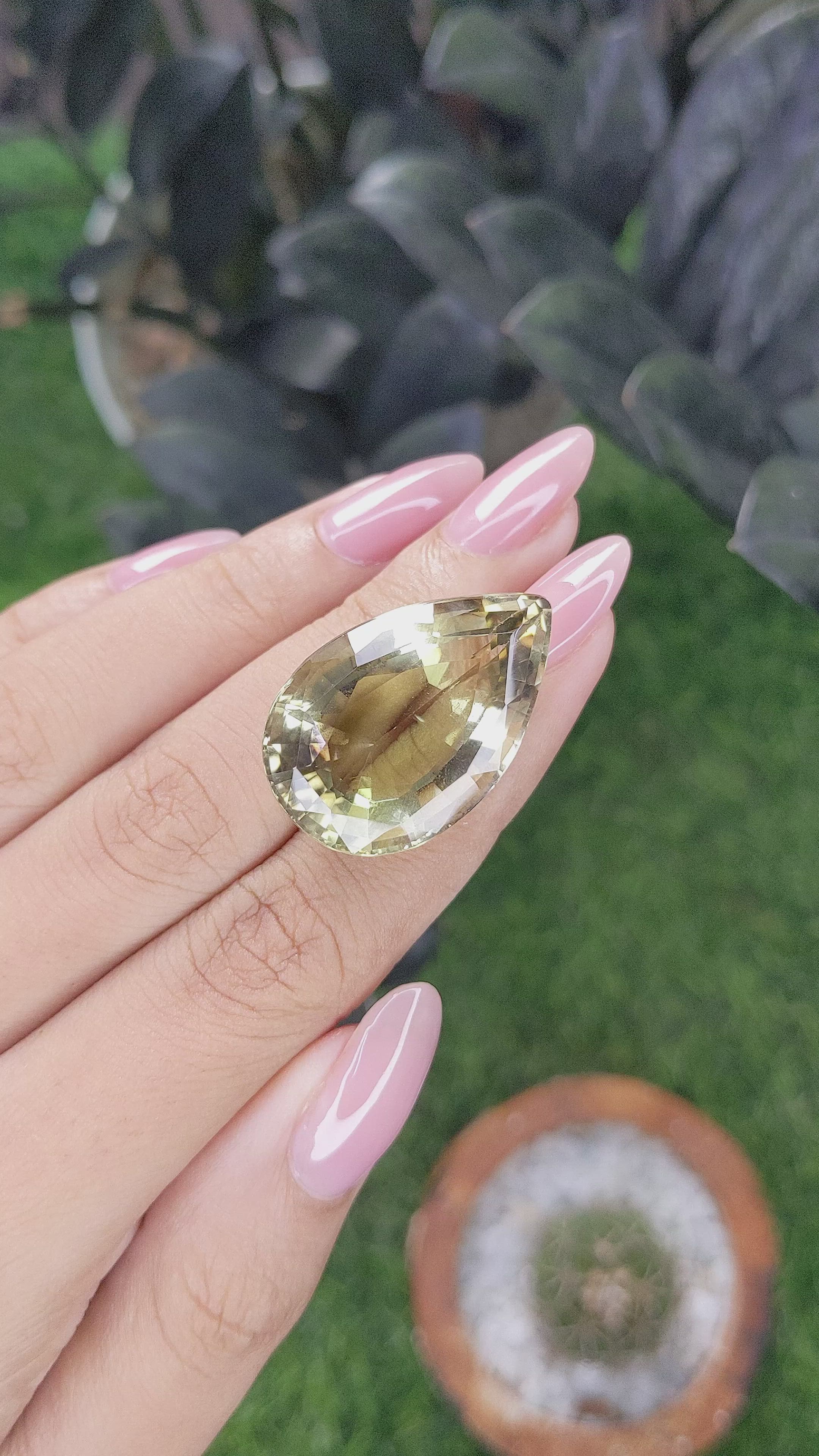 41.00 Ct. Brownish Green Citrine from Ceylon (Sri Lanka) Size Video