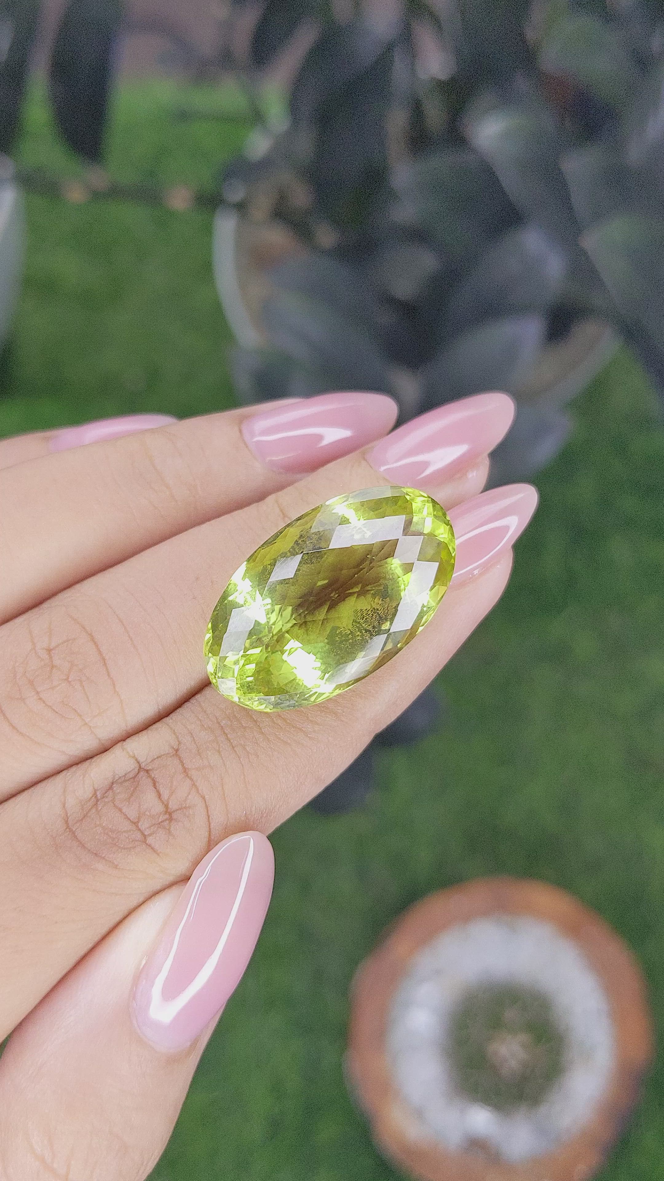29.03 Ct. Yellowish Green Citrine from Ceylon (Sri Lanka) Size Video