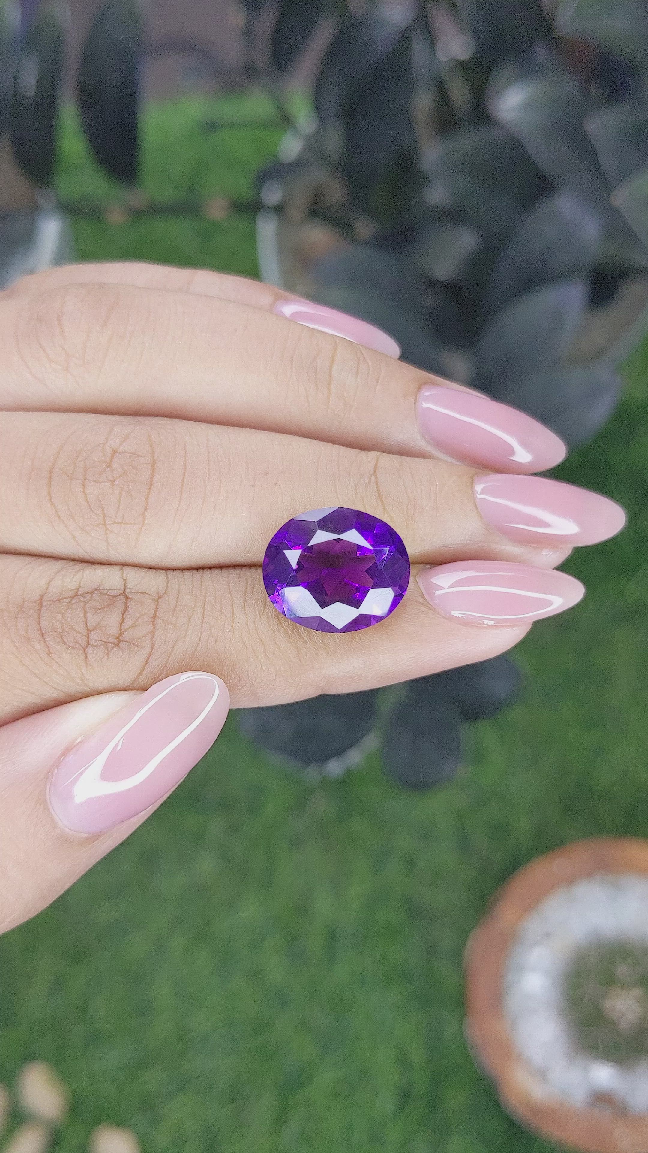 7.69 Ct. Bluish Purple Amethyst from Ceylon (Sri Lanka) Size Video