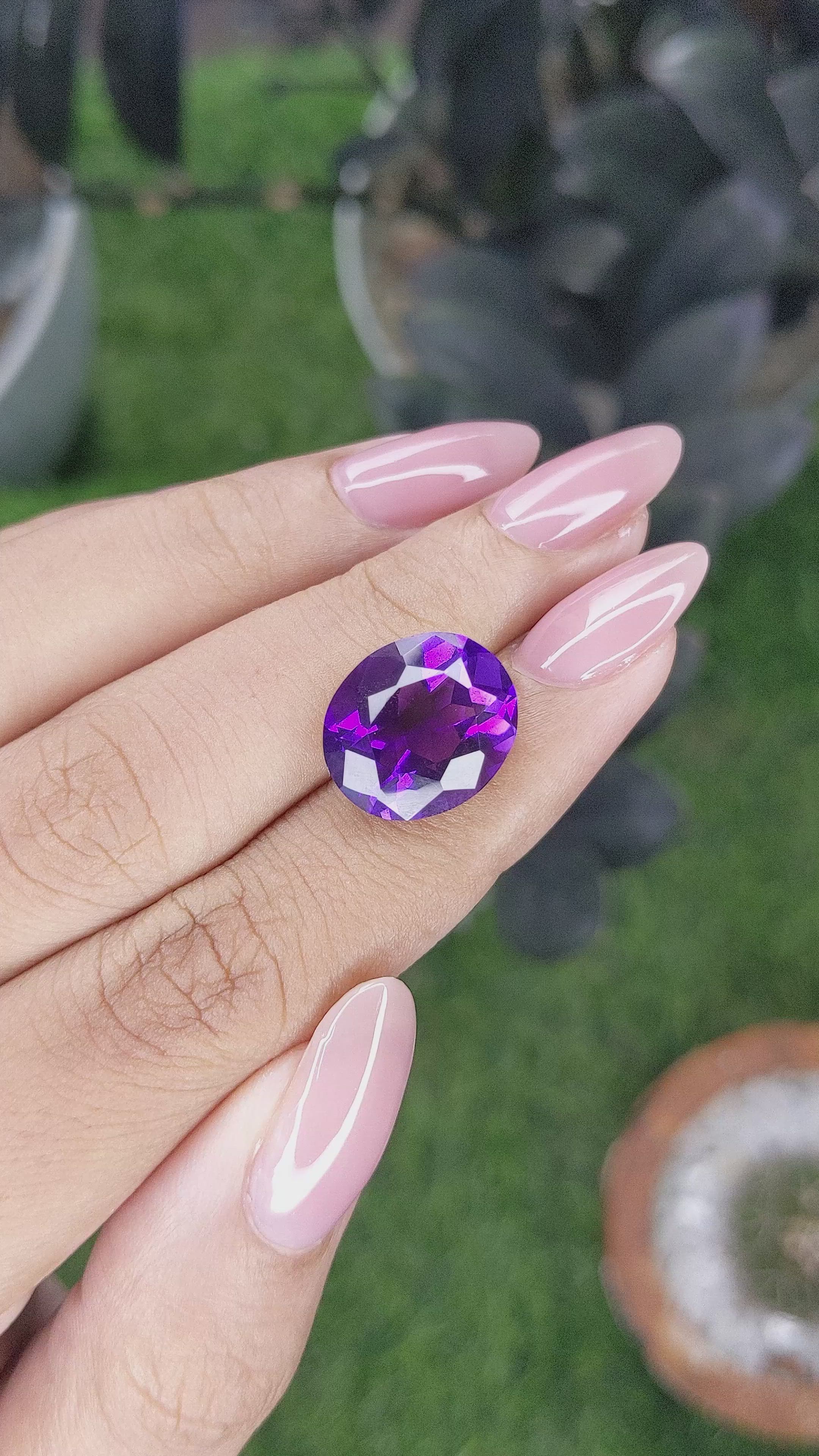 7.69 Ct. Bluish Purple Amethyst from Ceylon (Sri Lanka) Size Video