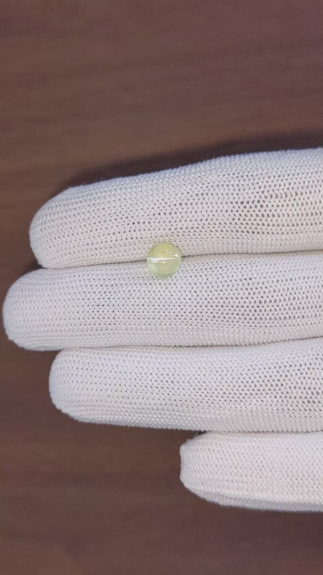 1.50 Ct. Yellowish Green Cabochon Chrysoberyl from Ceylon (Sri Lanka) Size Video