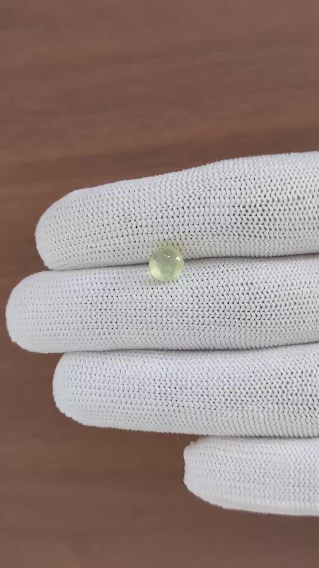 1.50 Ct. Yellowish Green Cabochon Chrysoberyl from Ceylon (Sri Lanka) Size Video