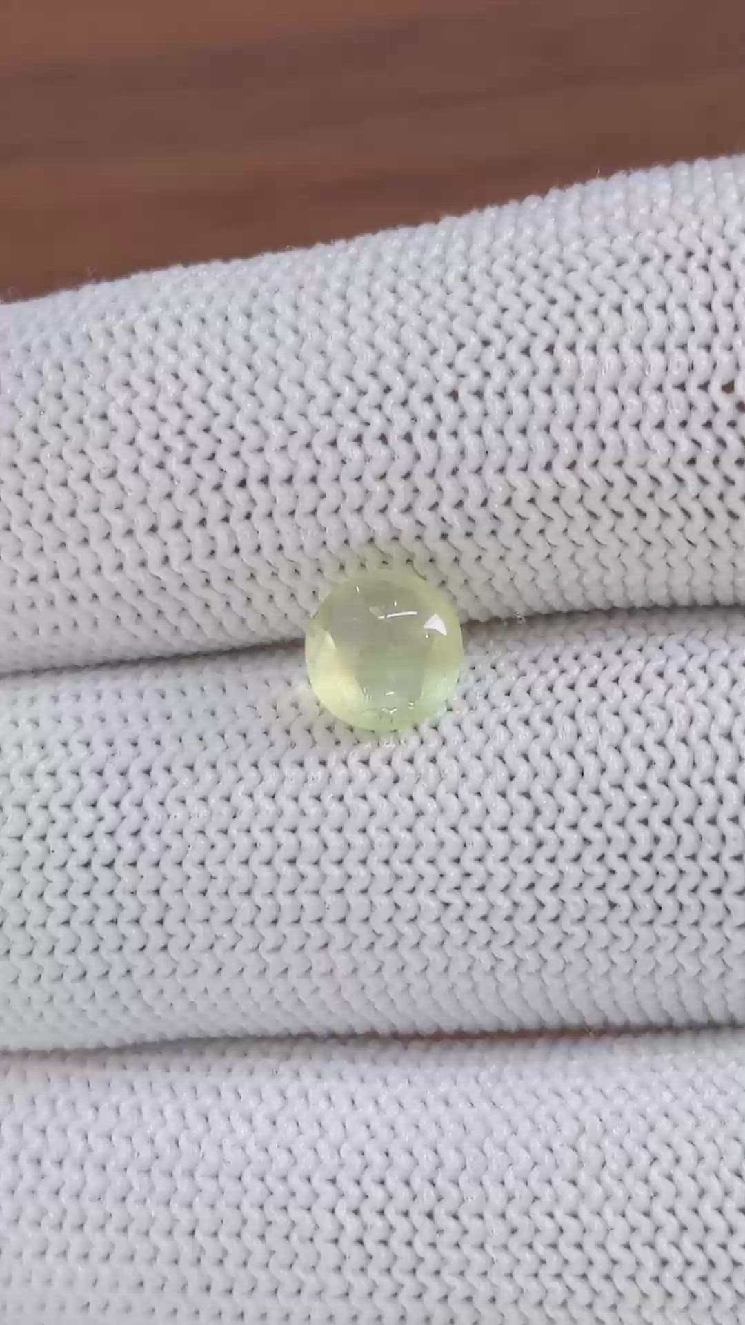 1.50 Ct. Yellowish Green Cabochon Chrysoberyl from Ceylon (Sri Lanka) Size Video