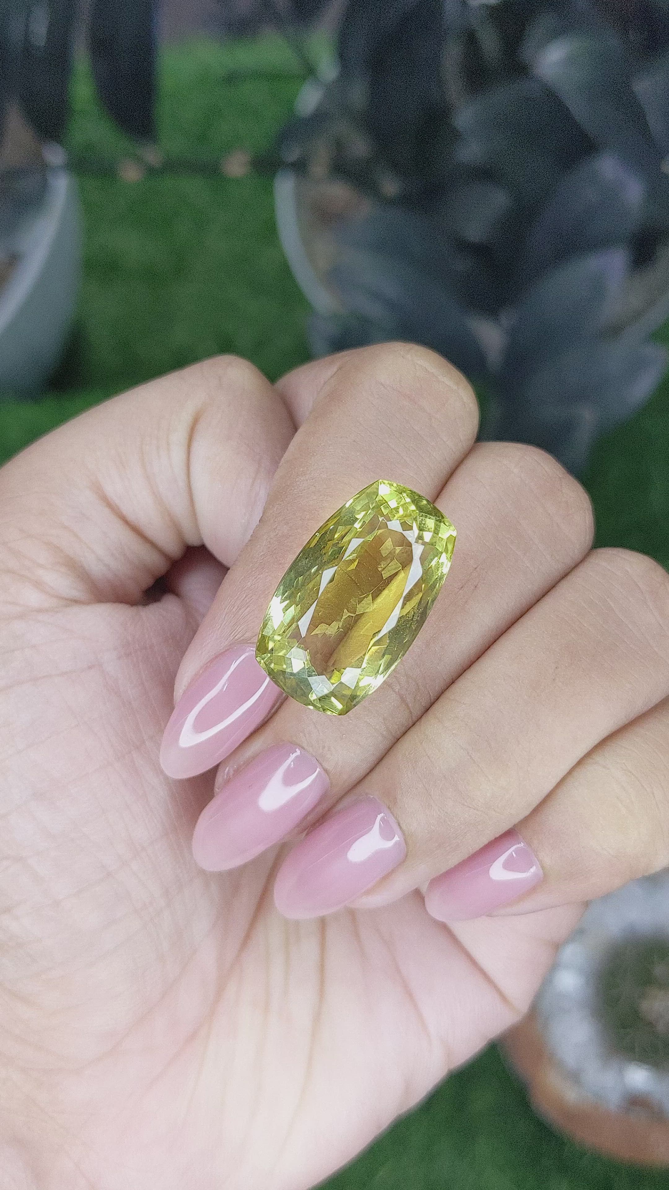 23.94 Ct. Yellowish Green Citrine from Ceylon (Sri Lanka) Size Video