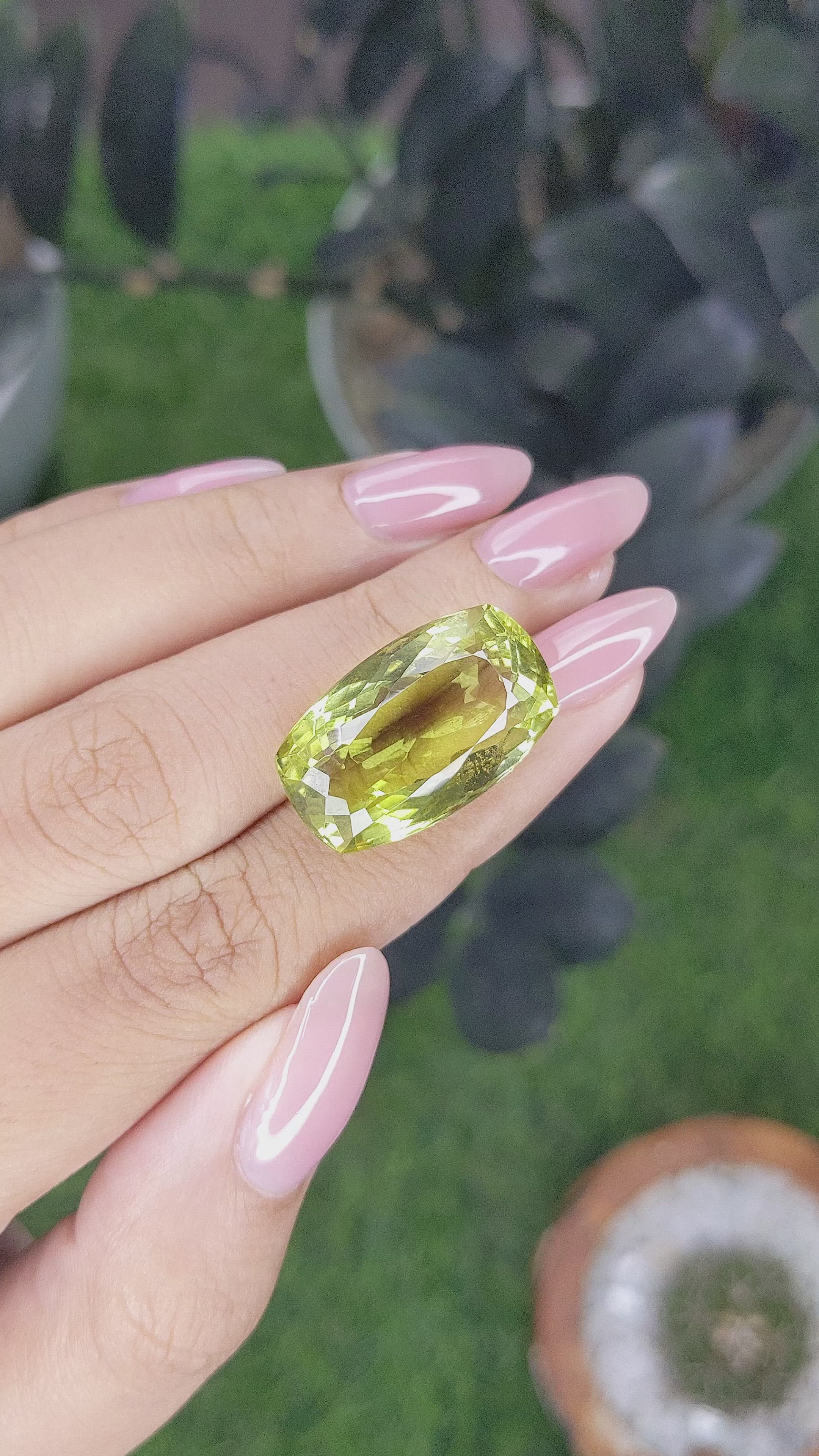 23.94 Ct. Yellowish Green Citrine from Ceylon (Sri Lanka) Size Video
