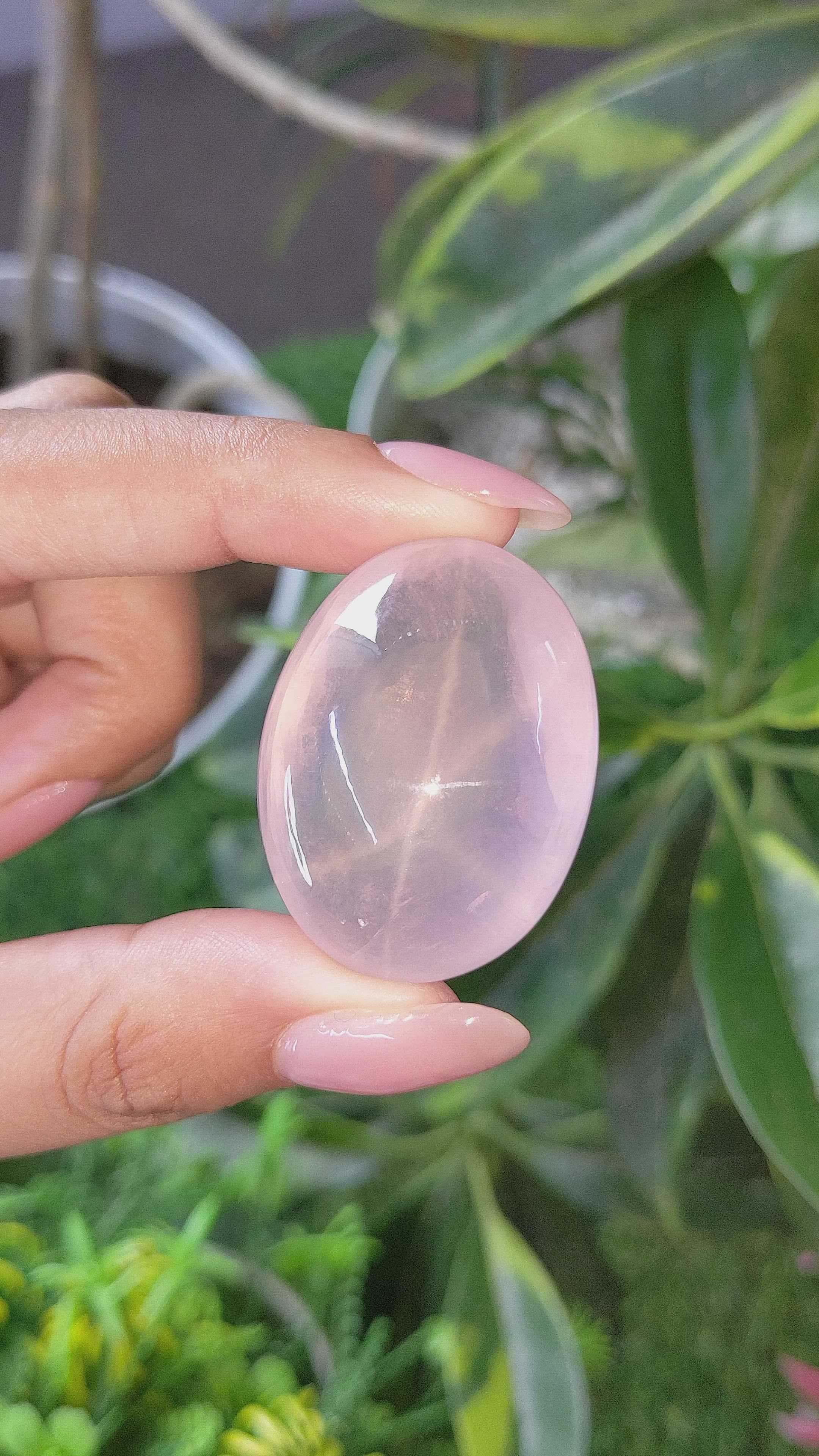 142.83 Ct. Pink Cabochon Rose Quartz Size Video