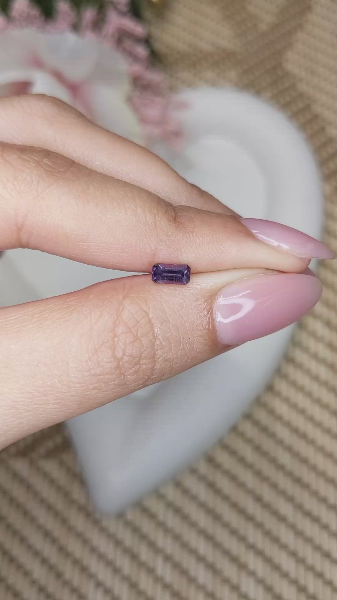 0.43 Ct. Pinkish Purple Spinel from Ceylon (Sri Lanka) Size Video