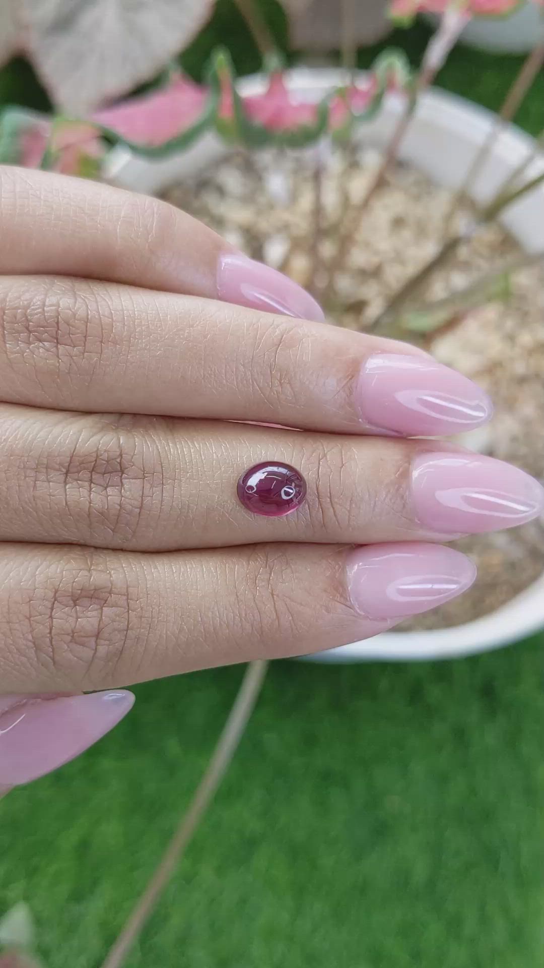 1.93 Ct. Pinkish Purple Cabochon Rhodolite Garnet from Ceylon (Sri Lanka) Size Video