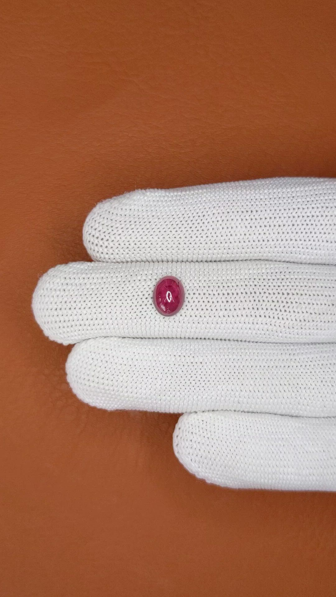 1.93 Ct. Pinkish Purple Cabochon Rhodolite Garnet from Ceylon (Sri Lanka) Size Video