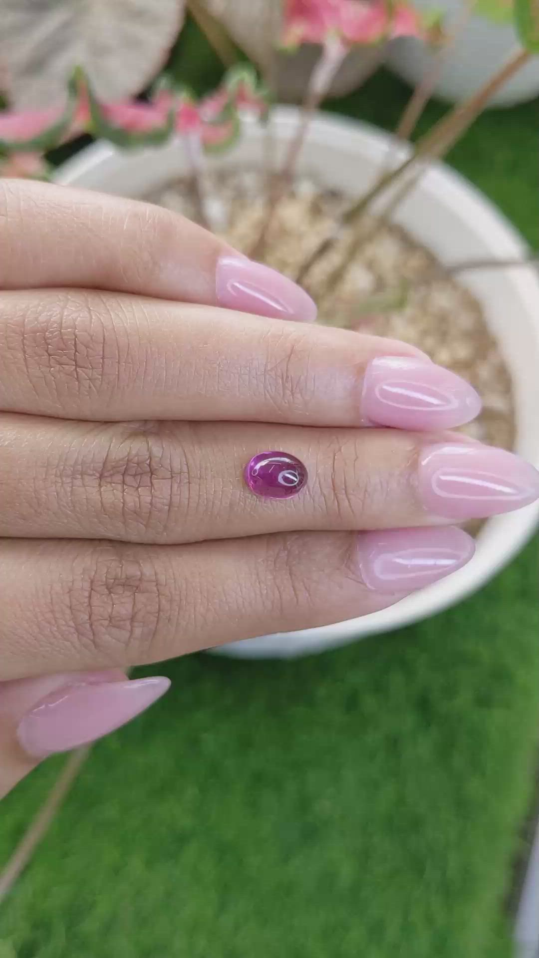 2.00 Ct. Purple Cabochon Rhodolite Garnet from Ceylon (Sri Lanka) Size Video