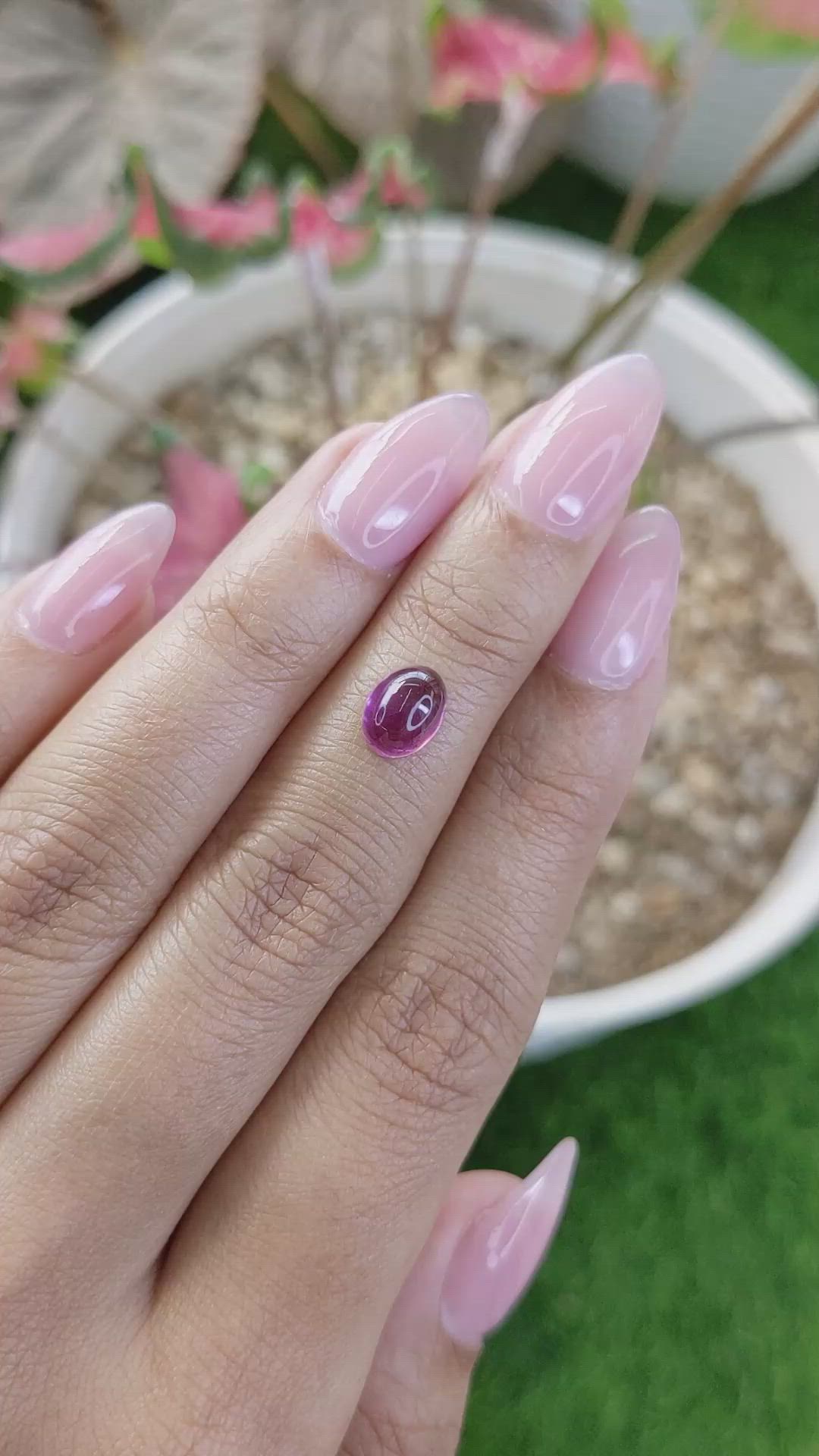 2.00 Ct. Purple Cabochon Rhodolite Garnet from Ceylon (Sri Lanka) Size Video