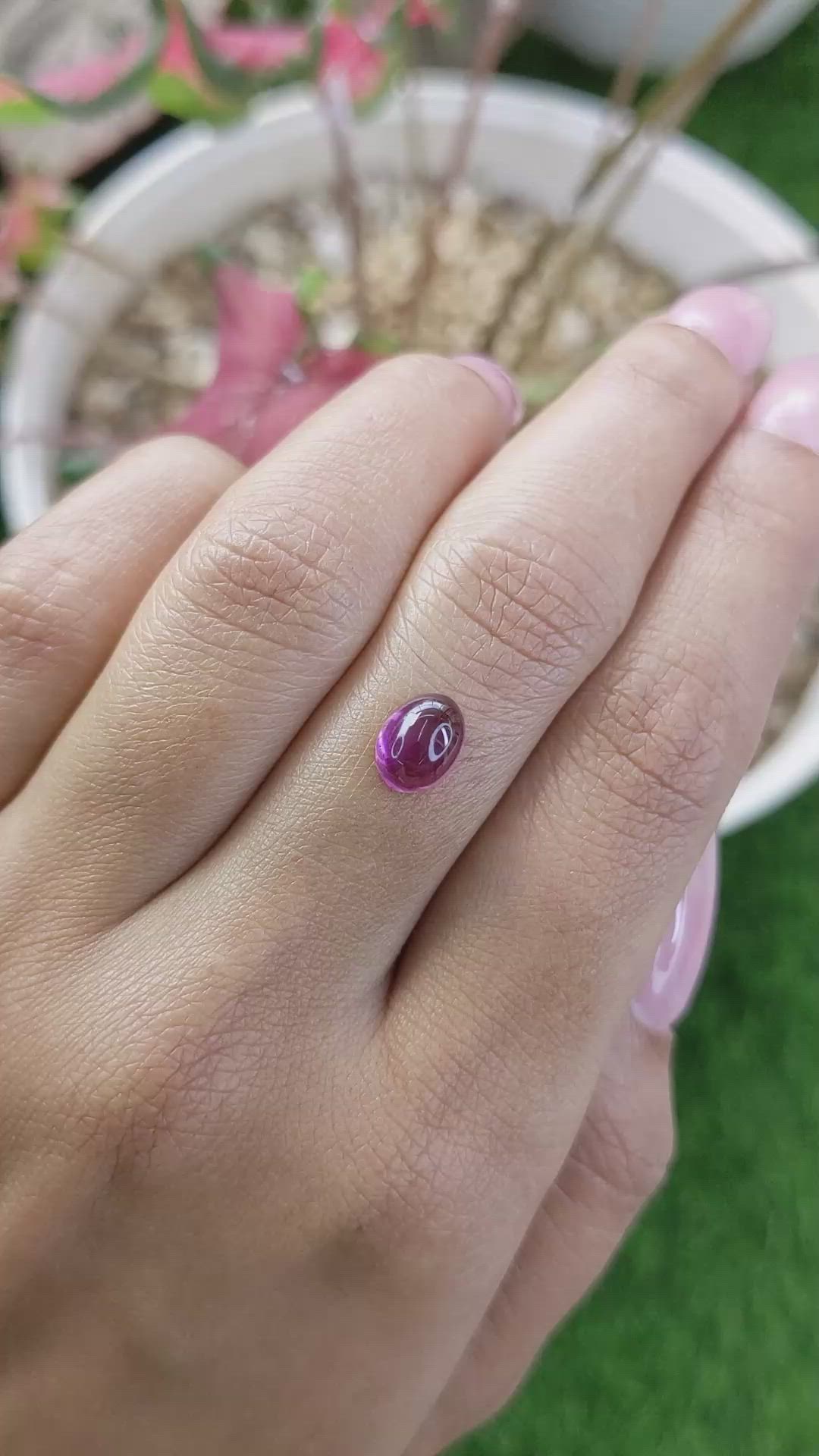 2.00 Ct. Purple Cabochon Rhodolite Garnet from Ceylon (Sri Lanka) Size Video
