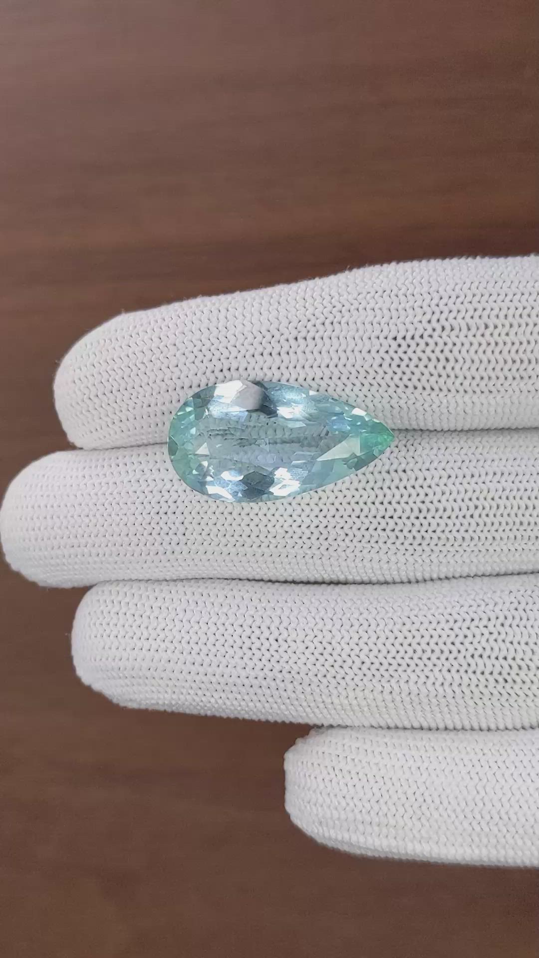 14.64 Ct. Bluish Green Aquamarine from Tanzania Size Video