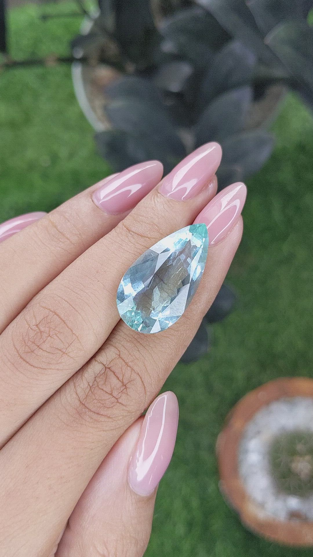 14.64 Ct. Bluish Green Aquamarine from Tanzania Size Video