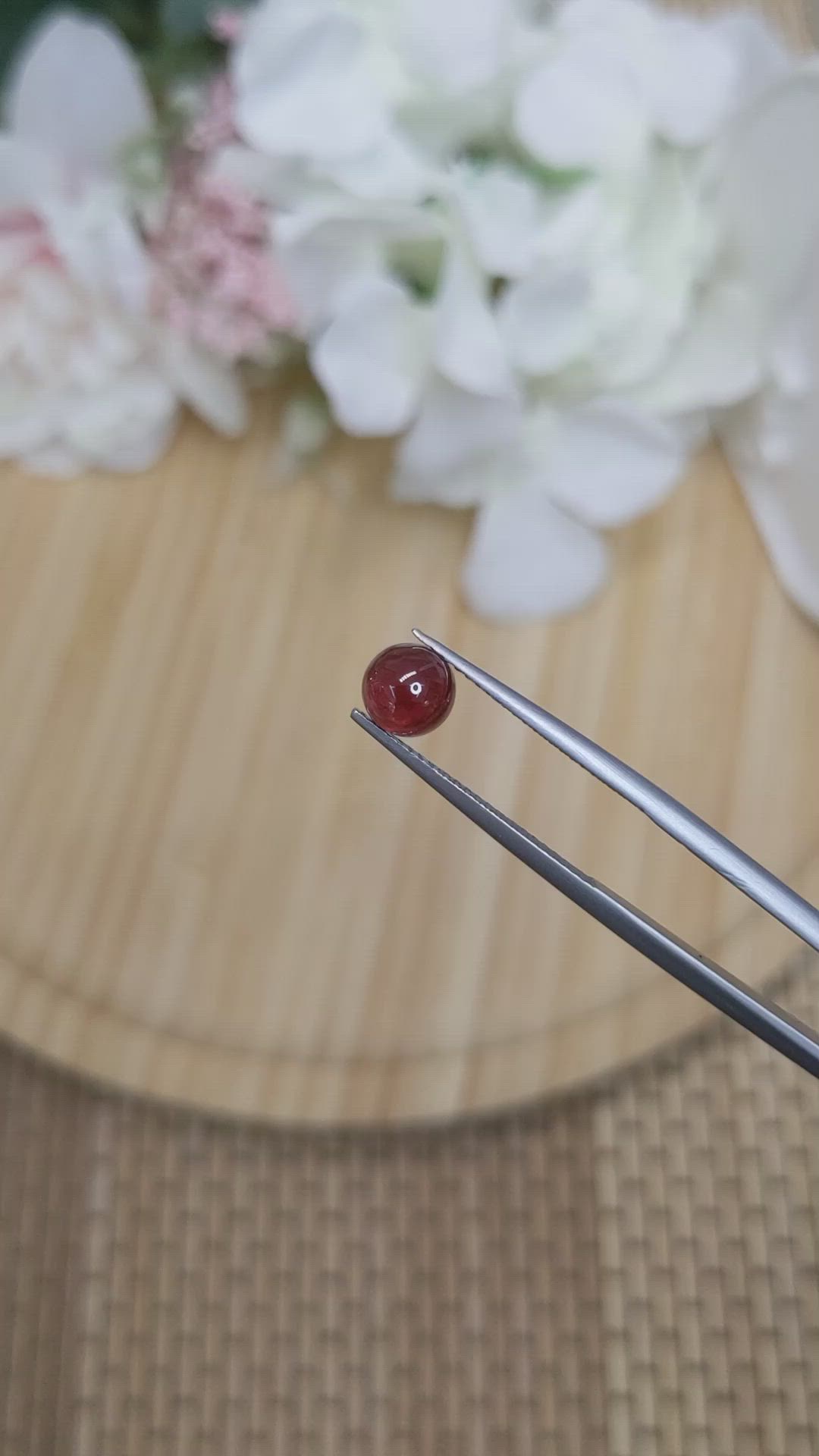 1.51 Ct. Red Cabochon Almandine Garnet from Ceylon (Sri Lanka) Size Video