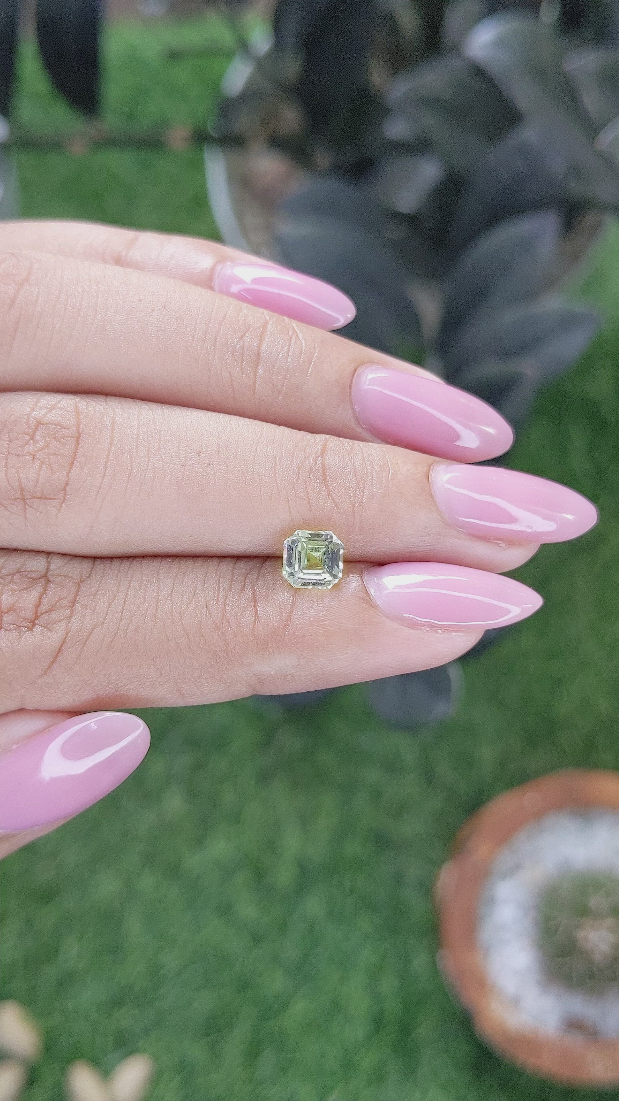 0.94 Ct. Yellowish Green Chrysoberyl from Tanzania Size Video