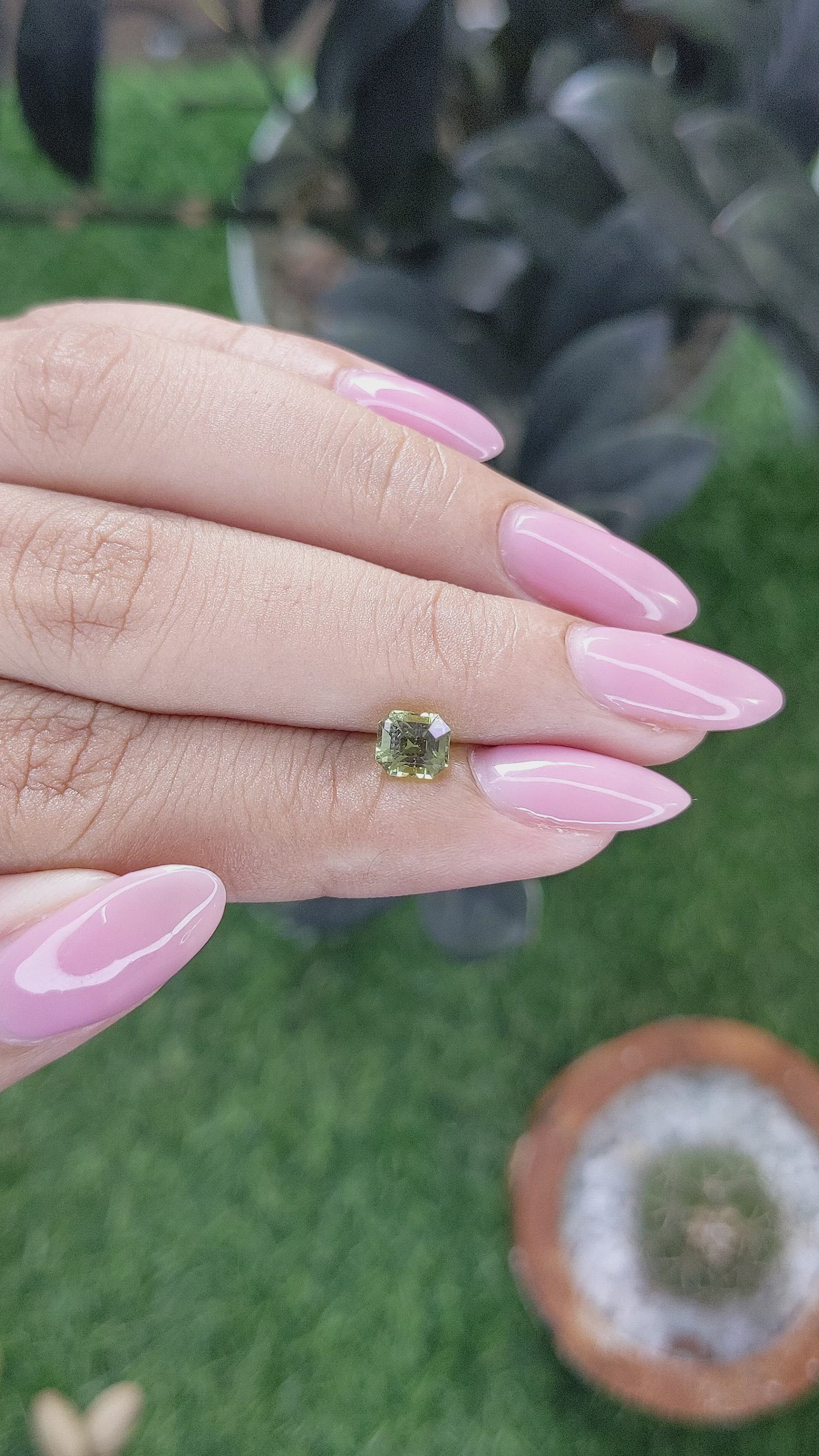 0.92 Ct. Yellowish Green Chrysoberyl from Tanzania Size Video