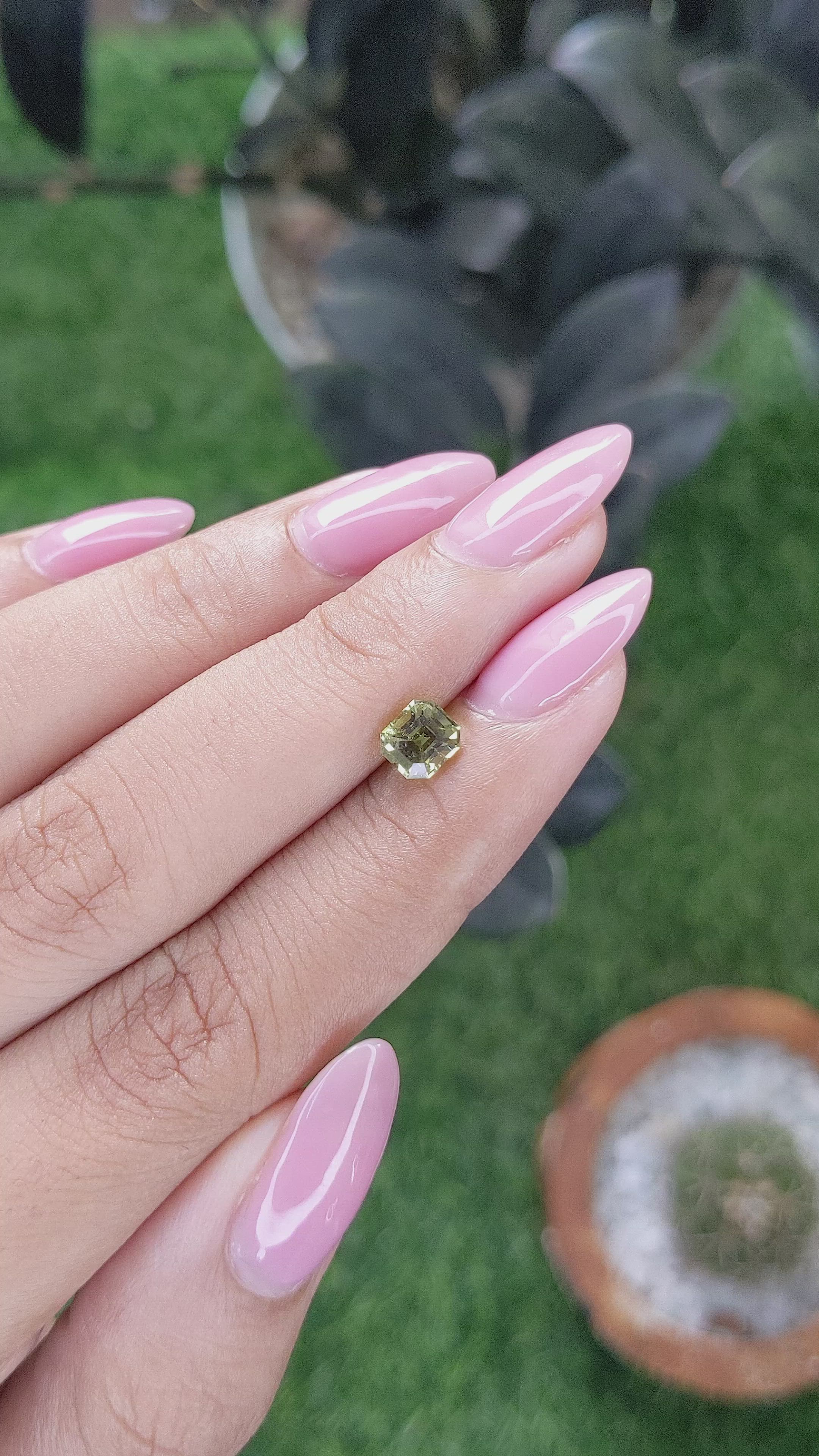 0.92 Ct. Yellowish Green Chrysoberyl from Tanzania Size Video