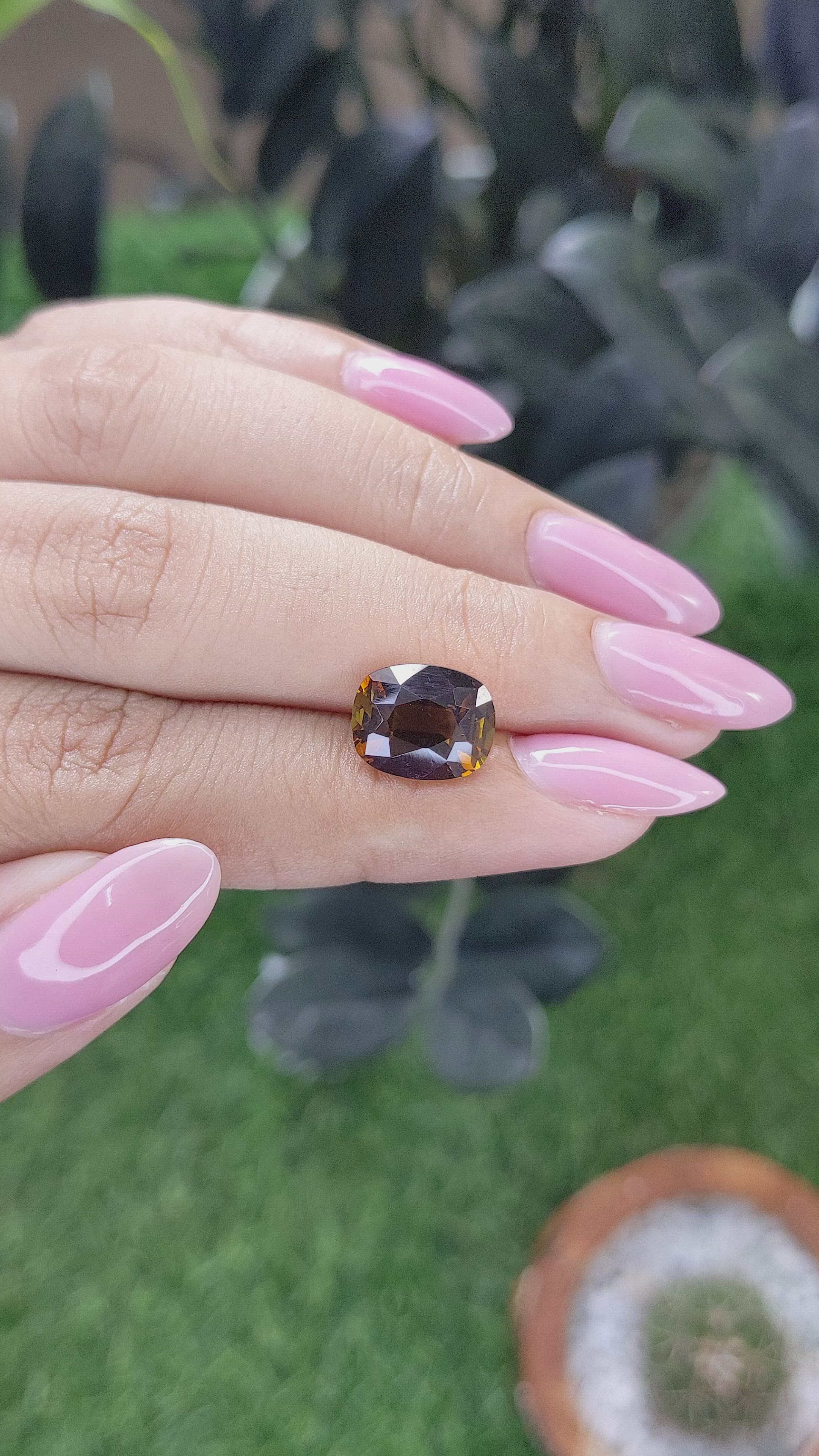 3.73 Ct. Orangish Brown Tourmaline from Ceylon (Sri Lanka) Size Video