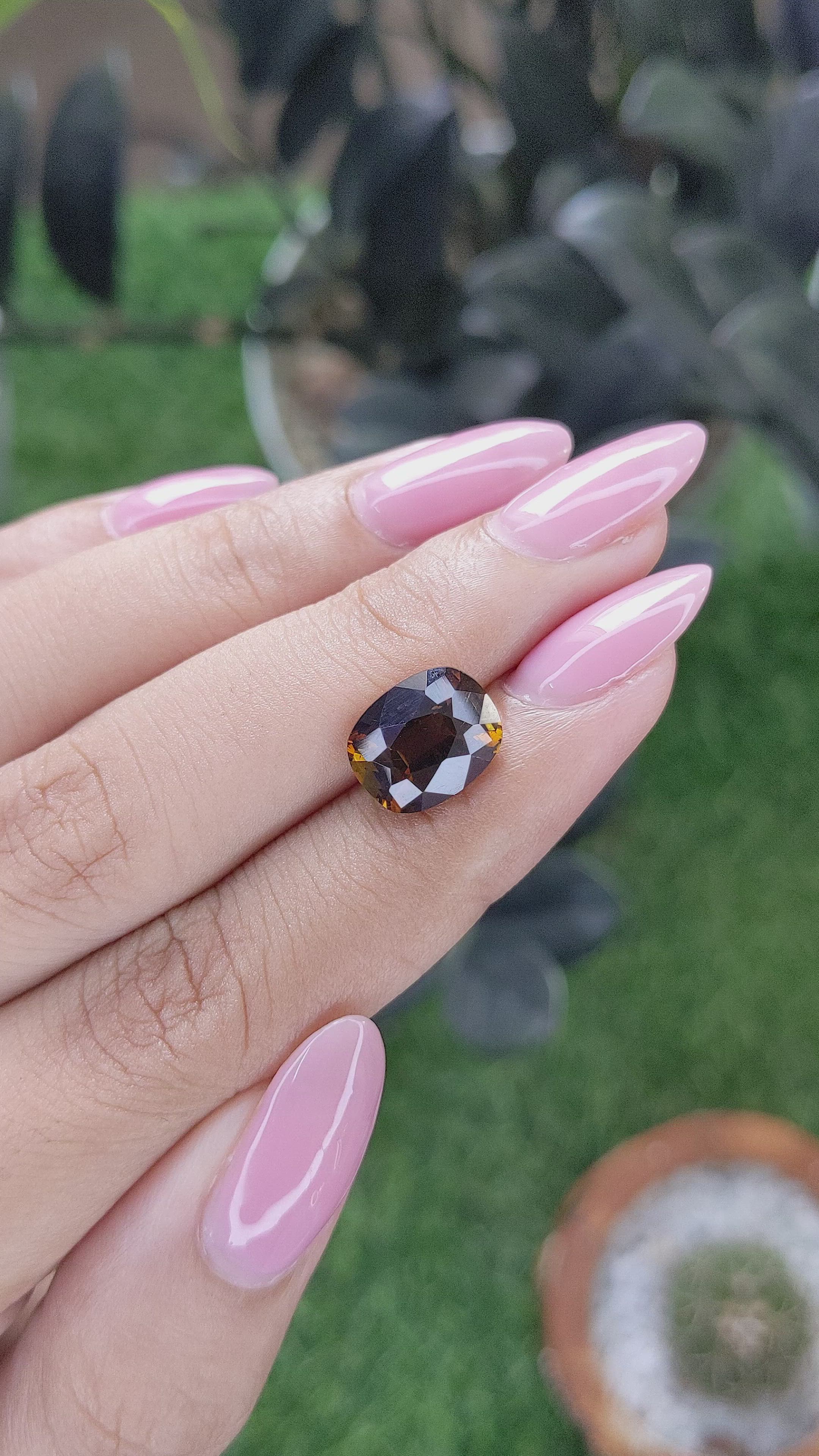 3.73 Ct. Orangish Brown Tourmaline from Ceylon (Sri Lanka) Size Video
