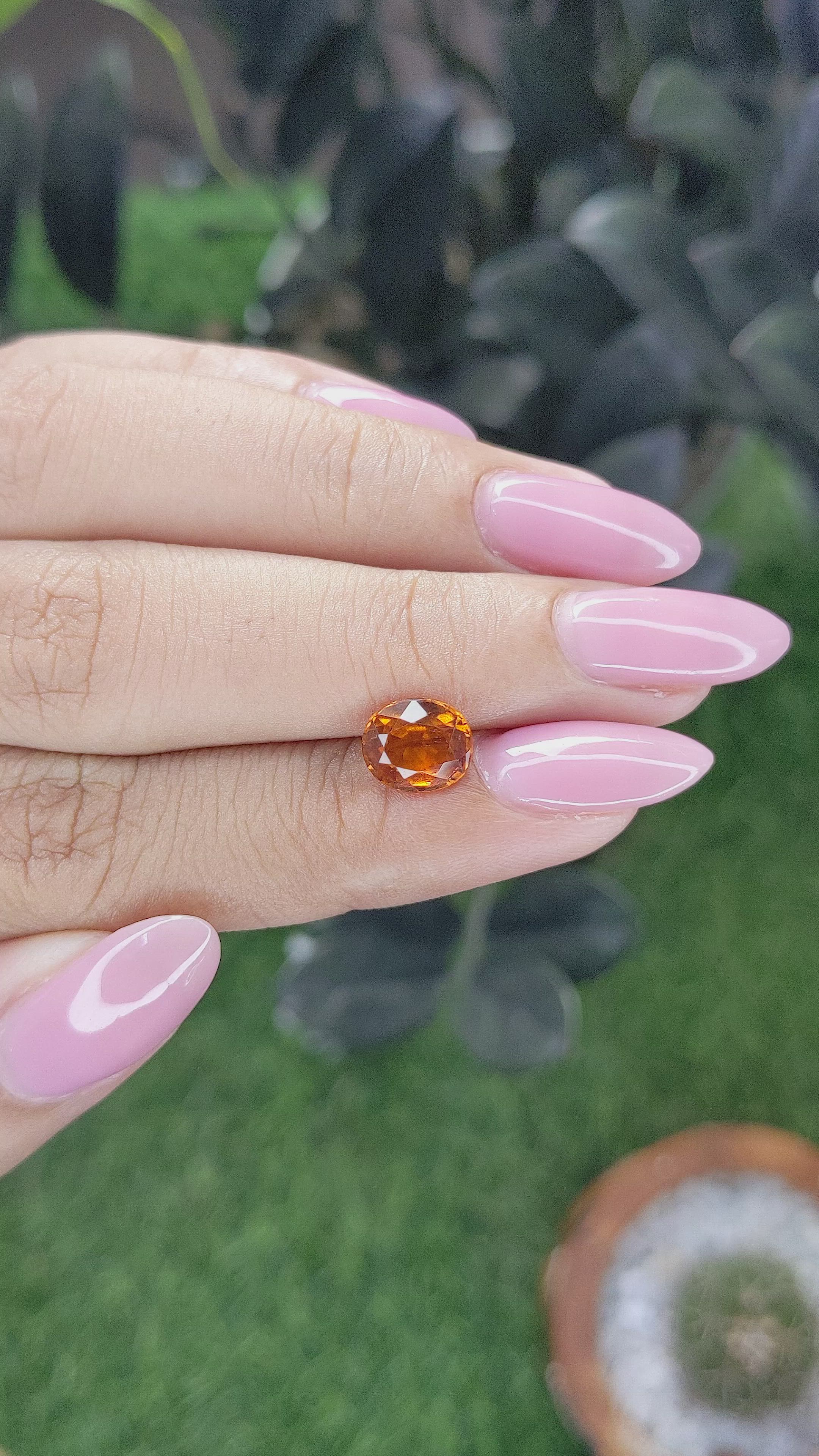 1.83 Ct. Orange Hessonite Garnet Size Video