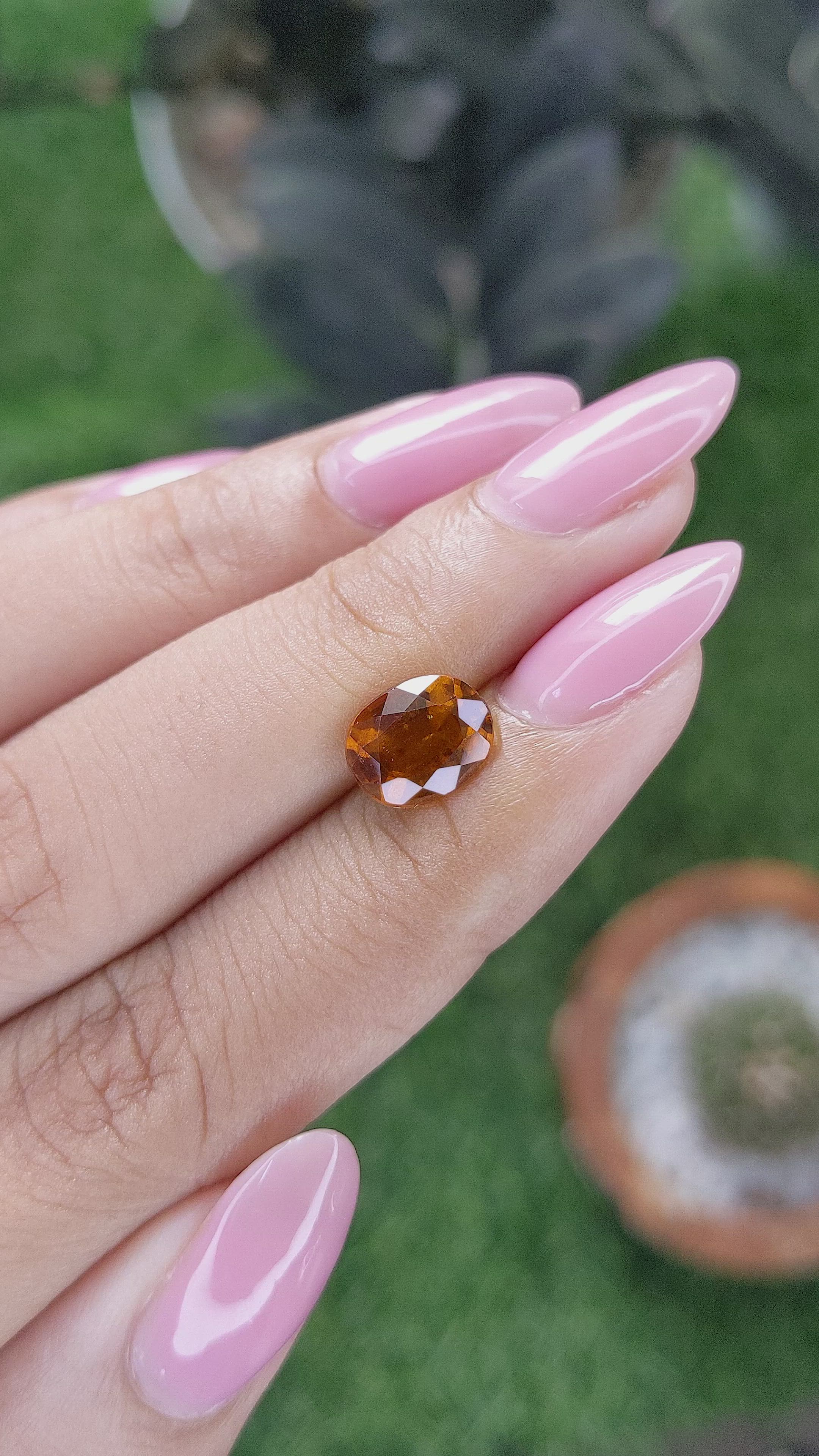 2.33 Ct. Golden Orange Hessonite Garnet Size Video