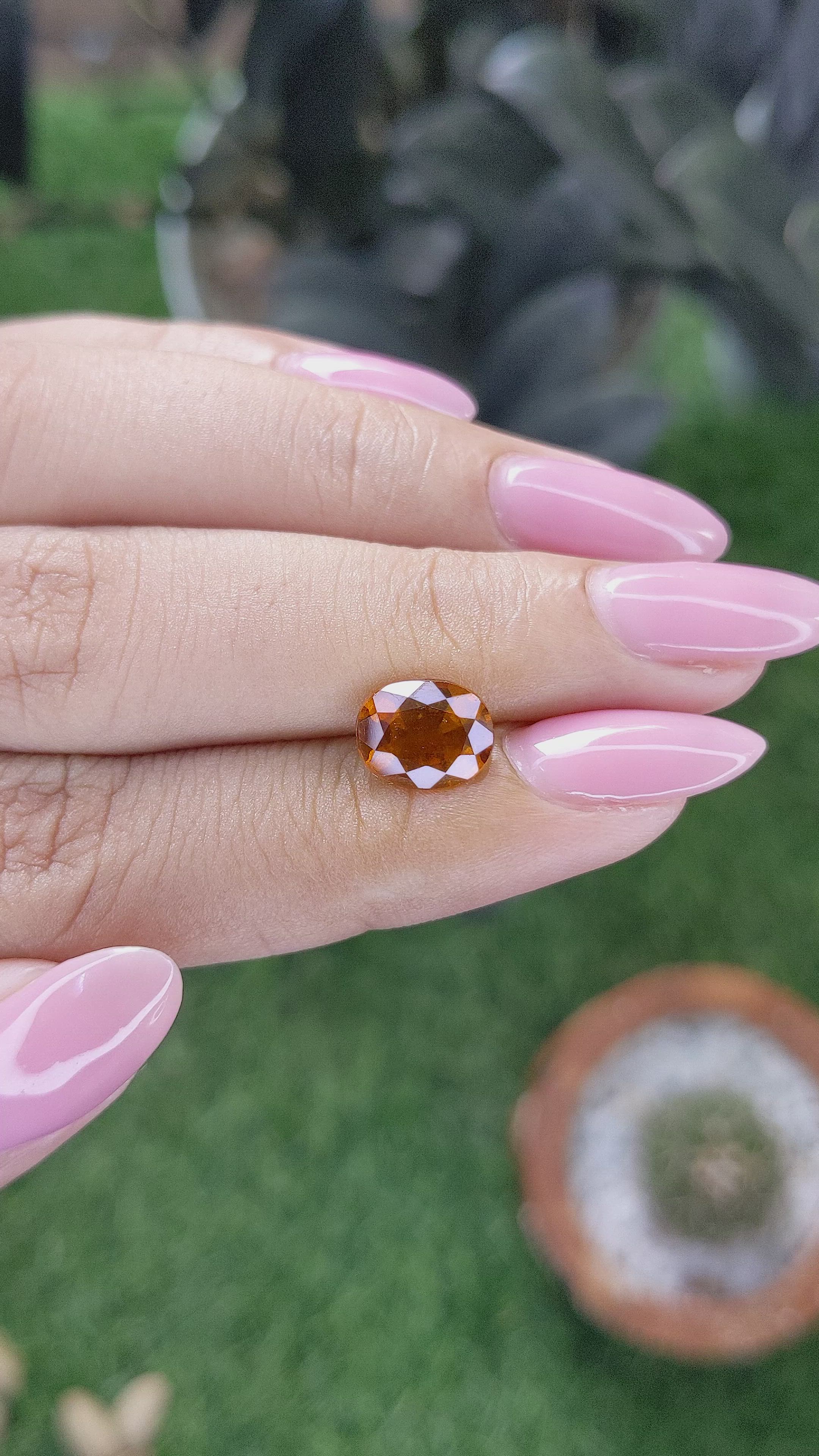 2.33 Ct. Golden Orange Hessonite Garnet Size Video
